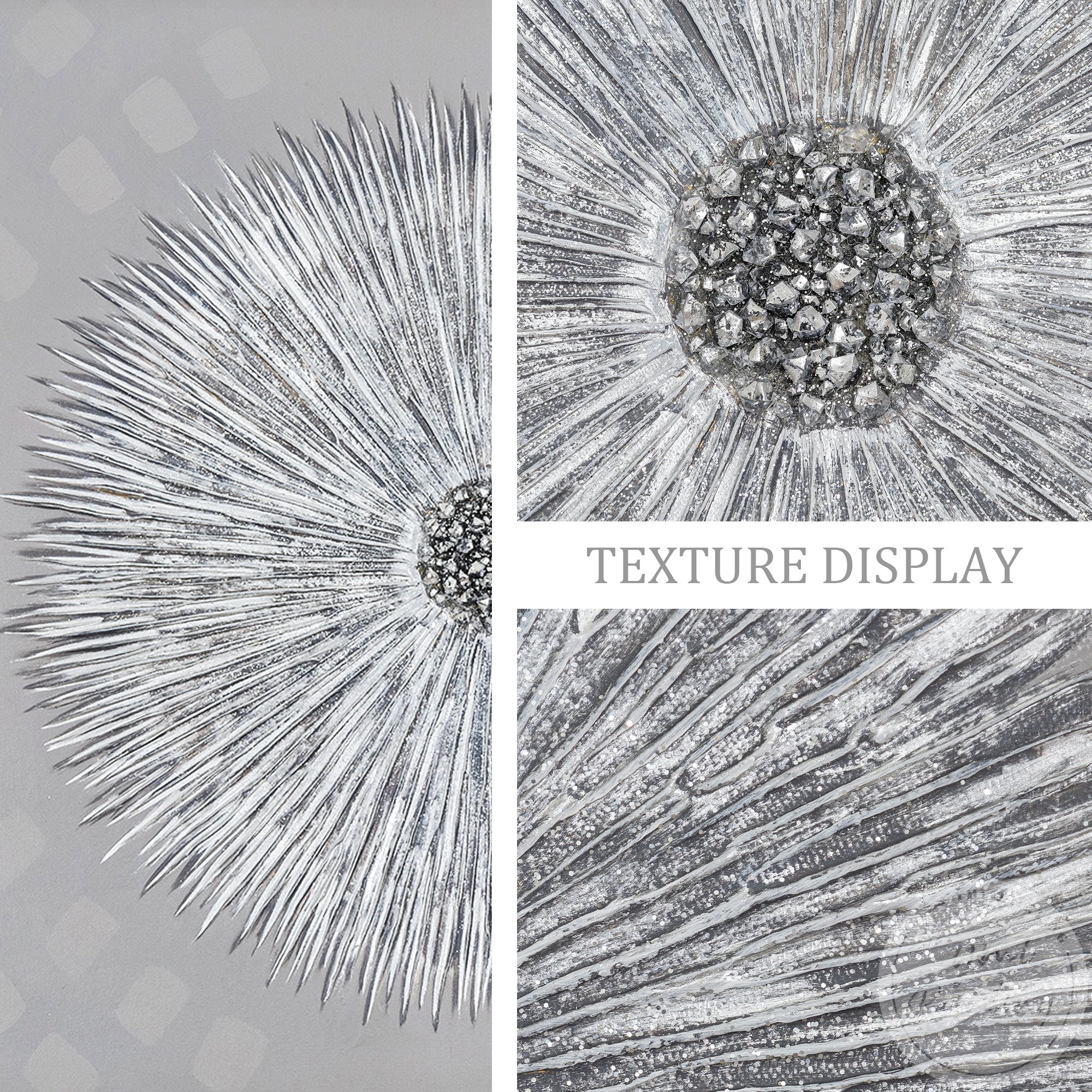 Contemporary dandelion artwork with crystal center