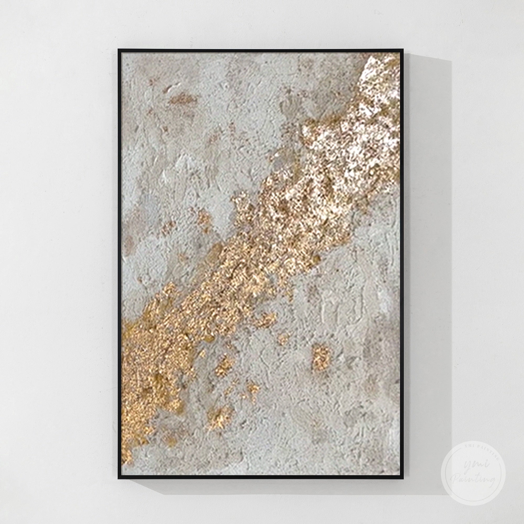 Elegant abstract grey and gold modern artwork
