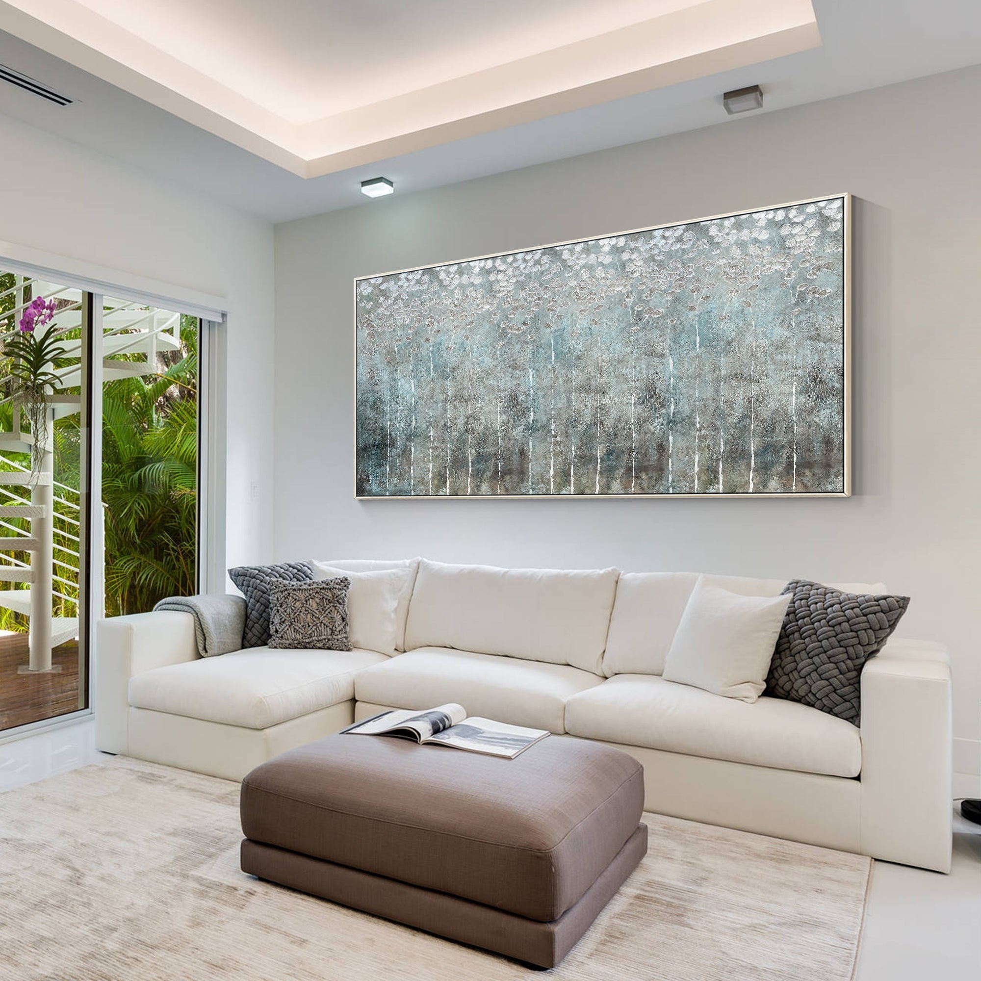 Gray silver abstract textured wall art designed with balanced tones and visible material depth