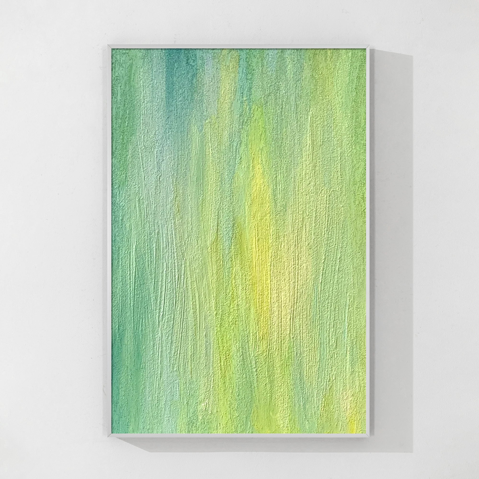 Abstract Green Yellow Teal Gradient Wall Art Textured Painting