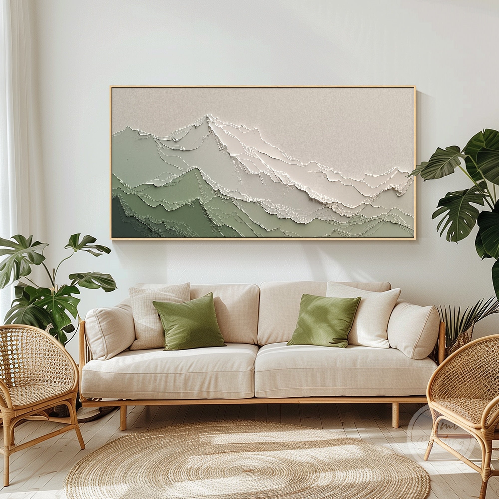 Textured mountain wall art with gold frame gift for parents modern office