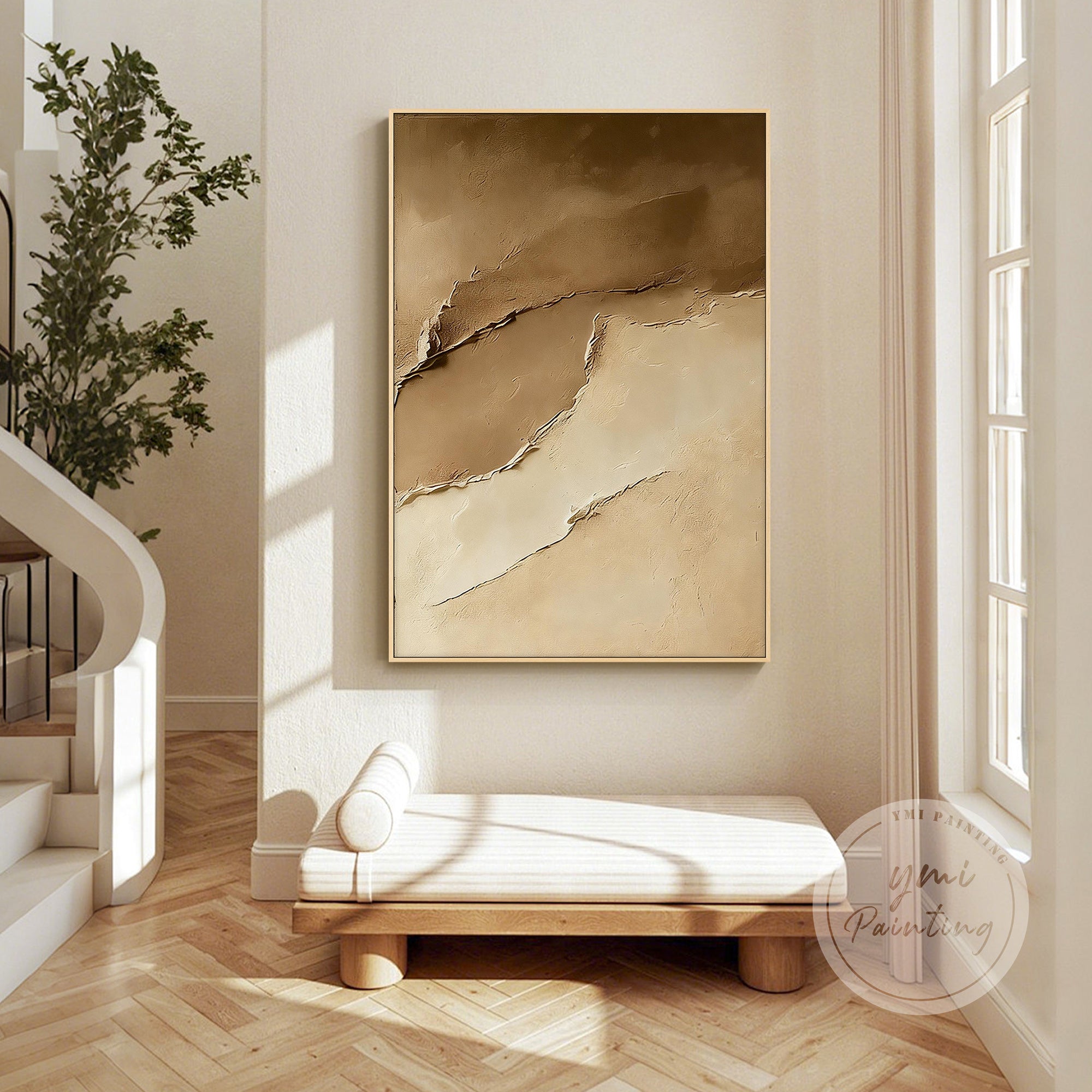 handgeschilderde abstracte canvas wanddecoratie gang moderne inrichting