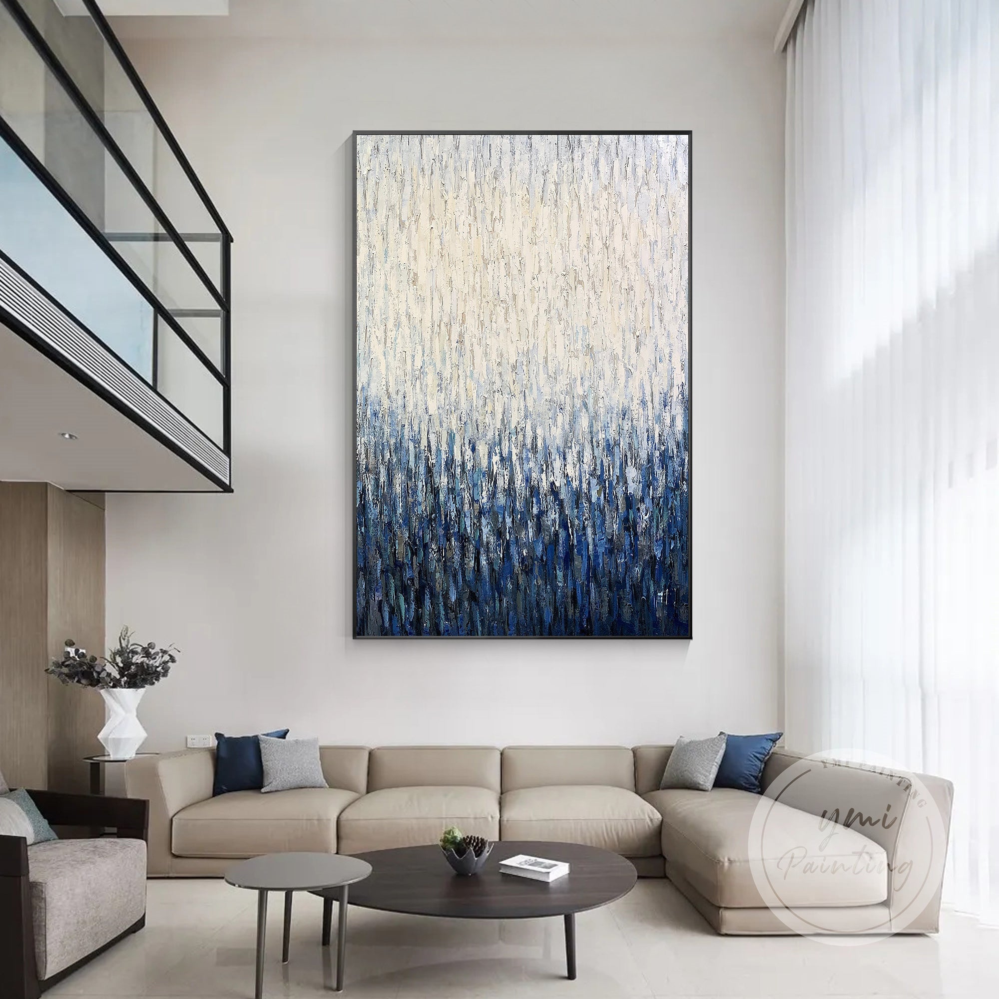 Large hand painted abstract acrylic