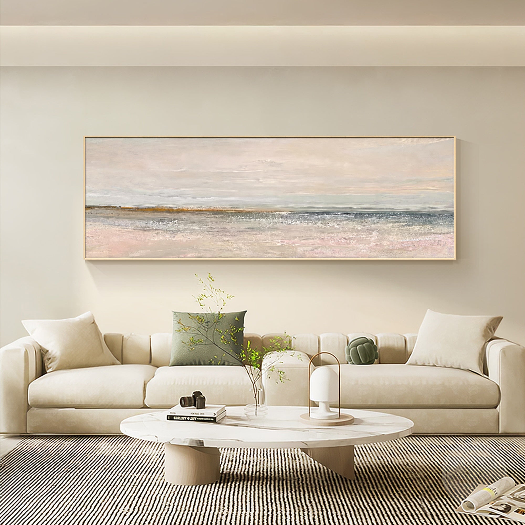 Organic neutral canvas artwork with atmospheric texture