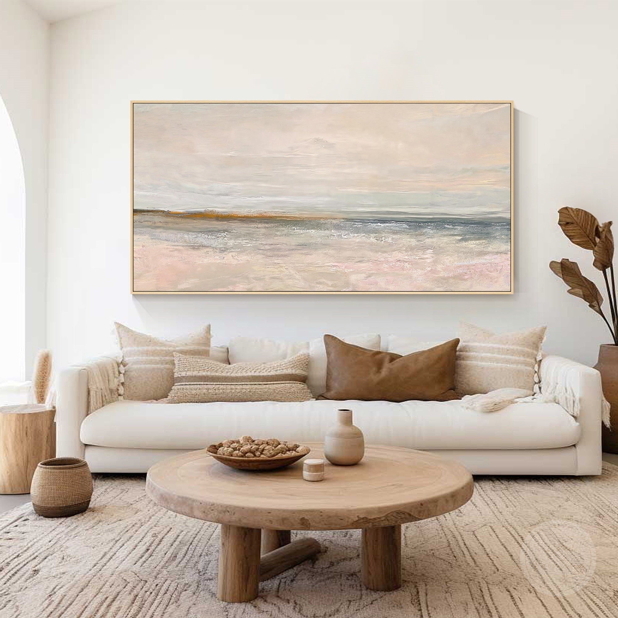 Contemporary abstract painting with layered horizontal texture