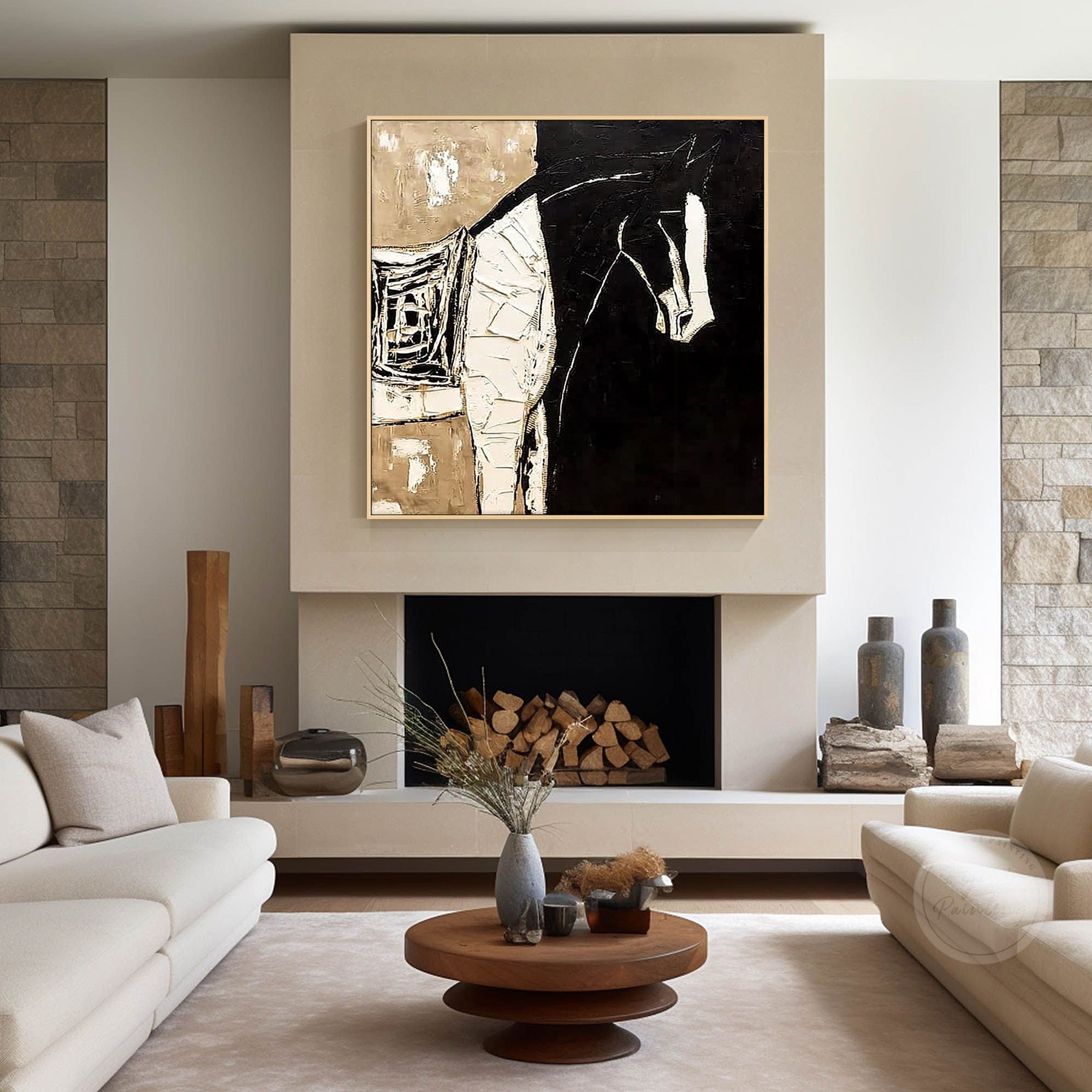 Modern black horse wall art for horse lovers