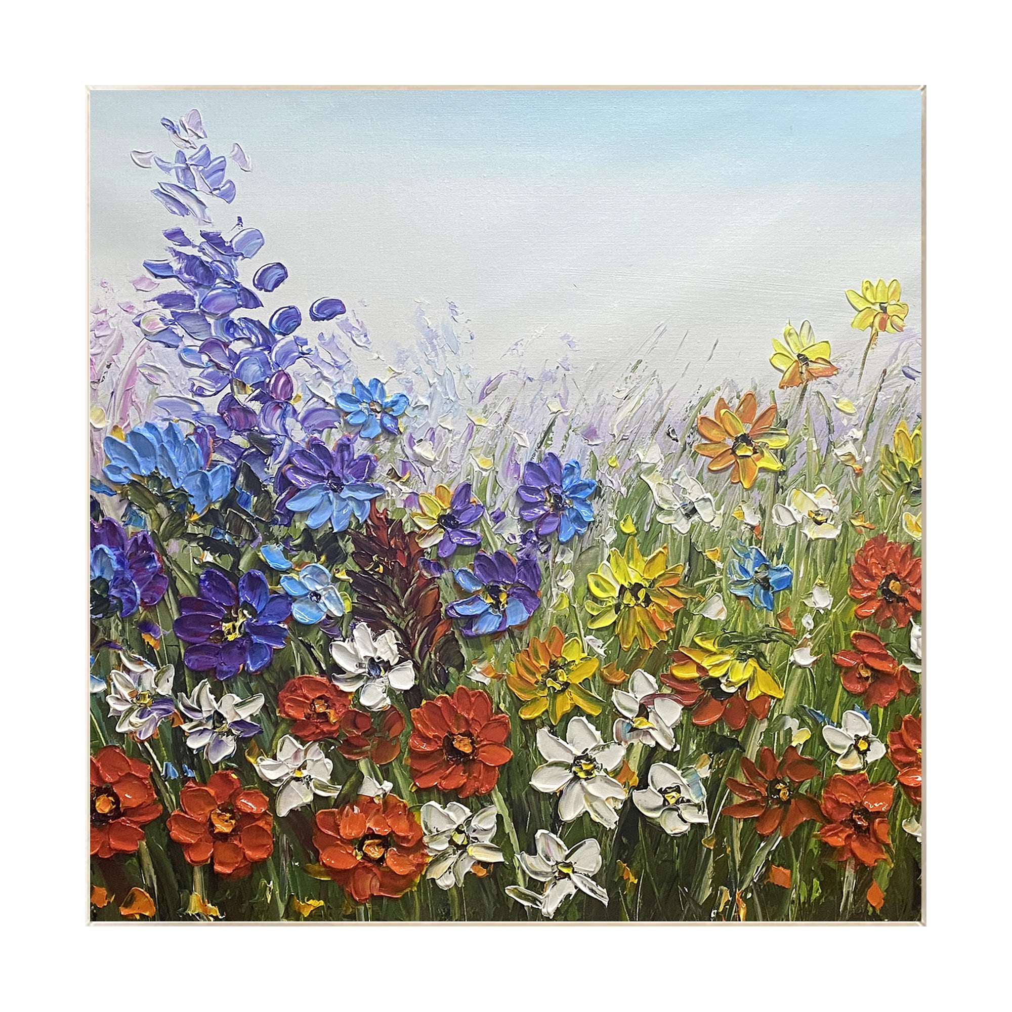 咲き誇る花の抽象画ウォールアート｜カラフルなキャンバス装飾