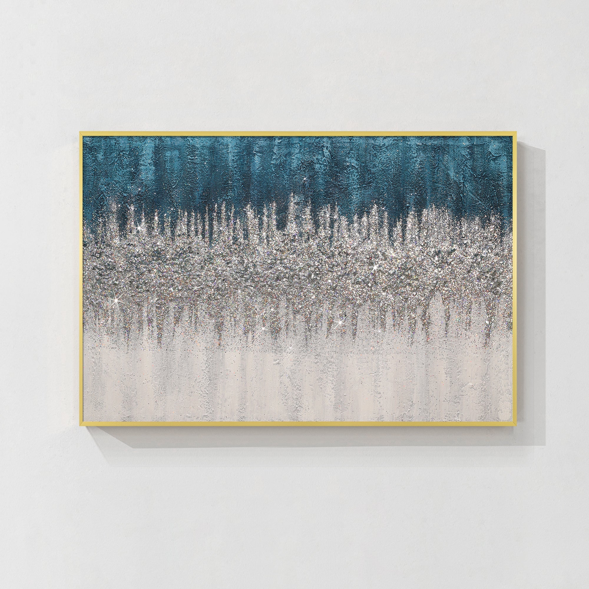 Blue Glitter Abstract Textured Wall Art on Canvas 2