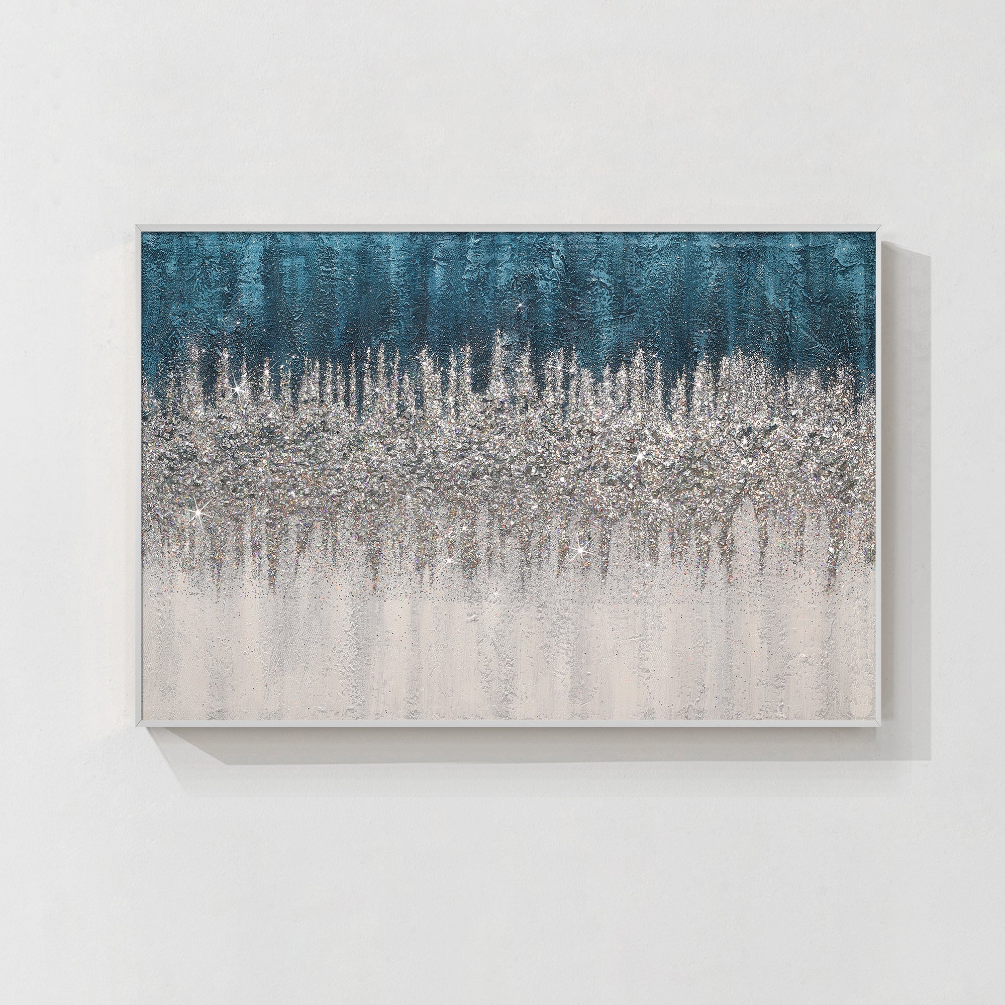 Blue Glitter Abstract Textured Wall Art on Canvas 3