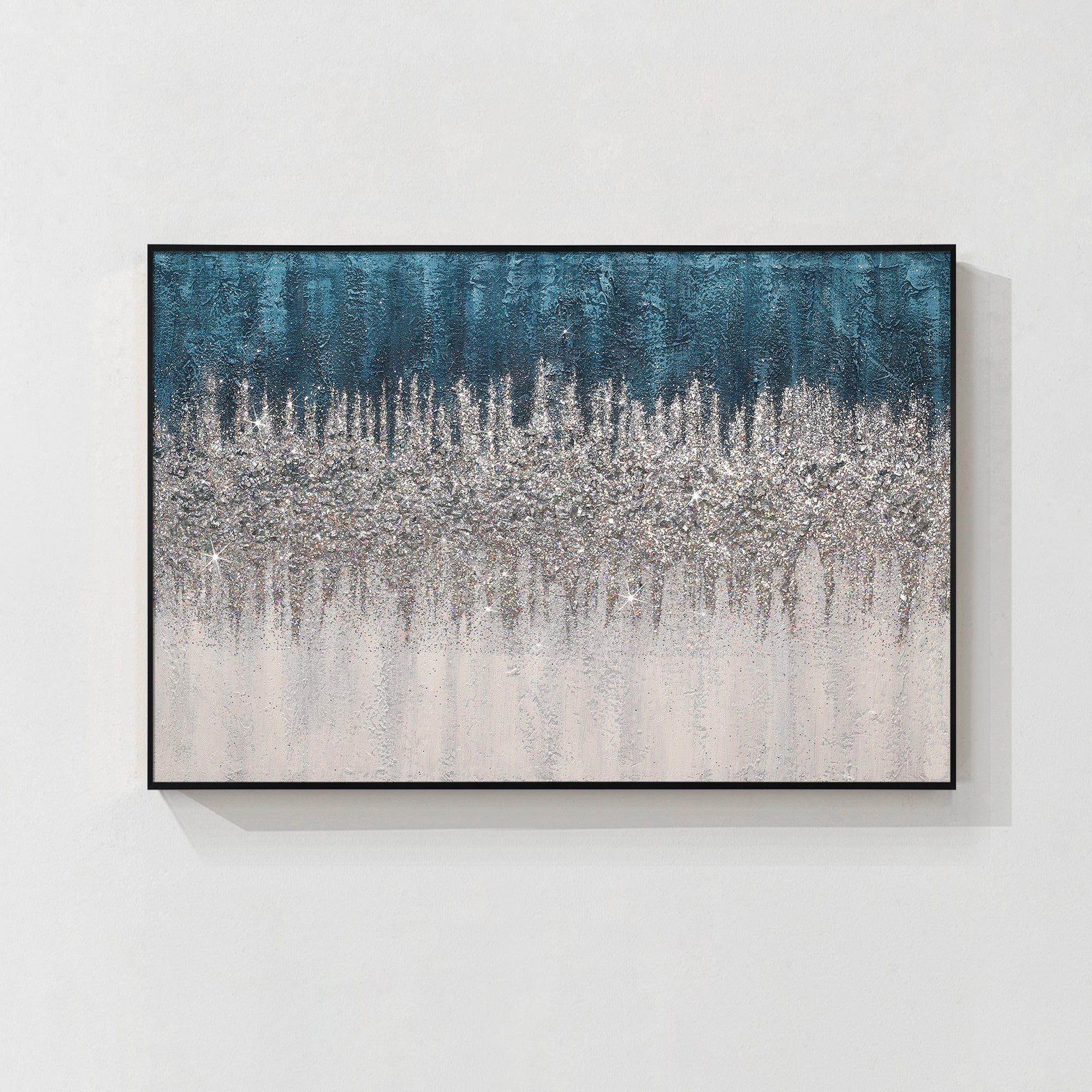 Blue Glitter Abstract Textured Wall Art on Canvas 5