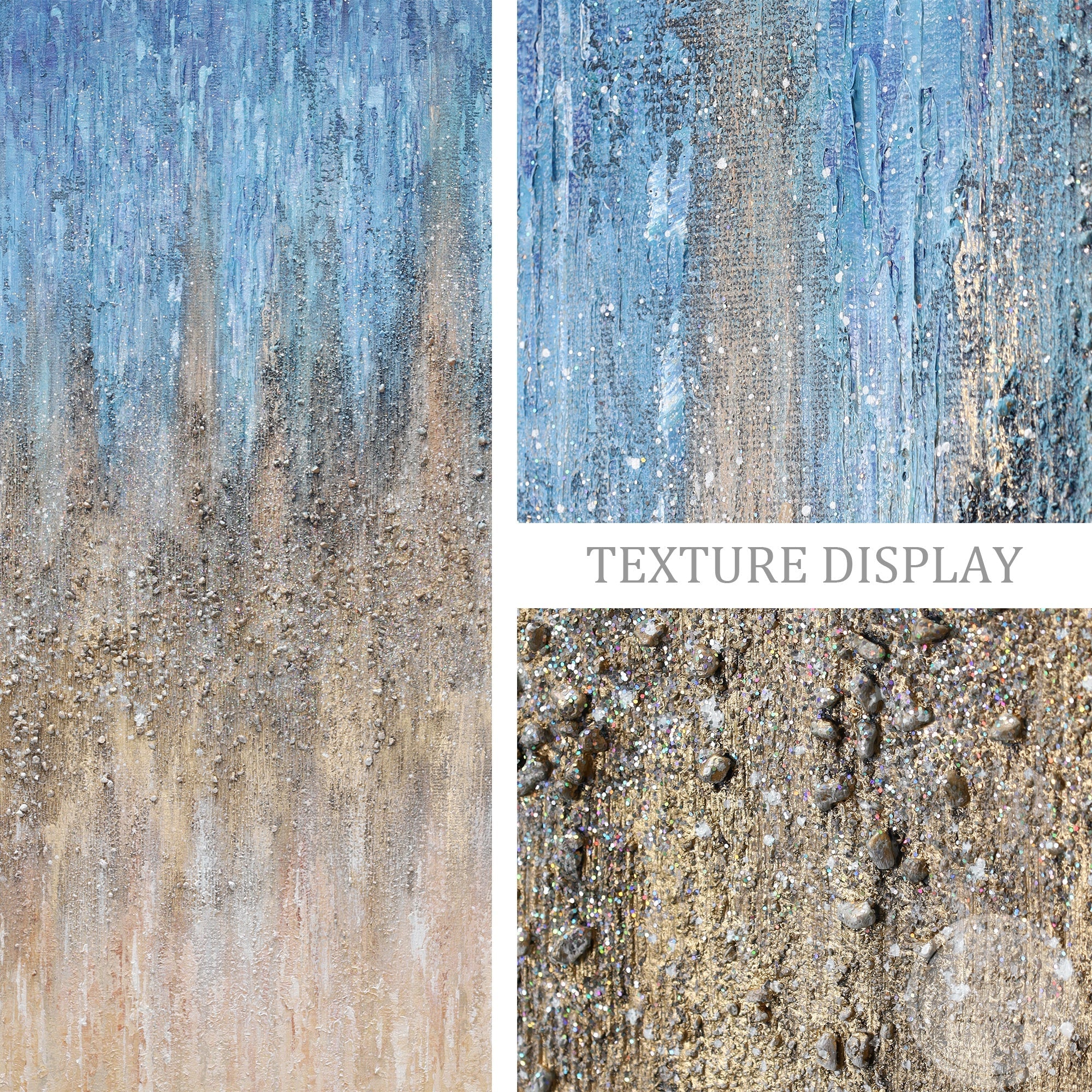 Modern textured wall art with layered gradient and small stones