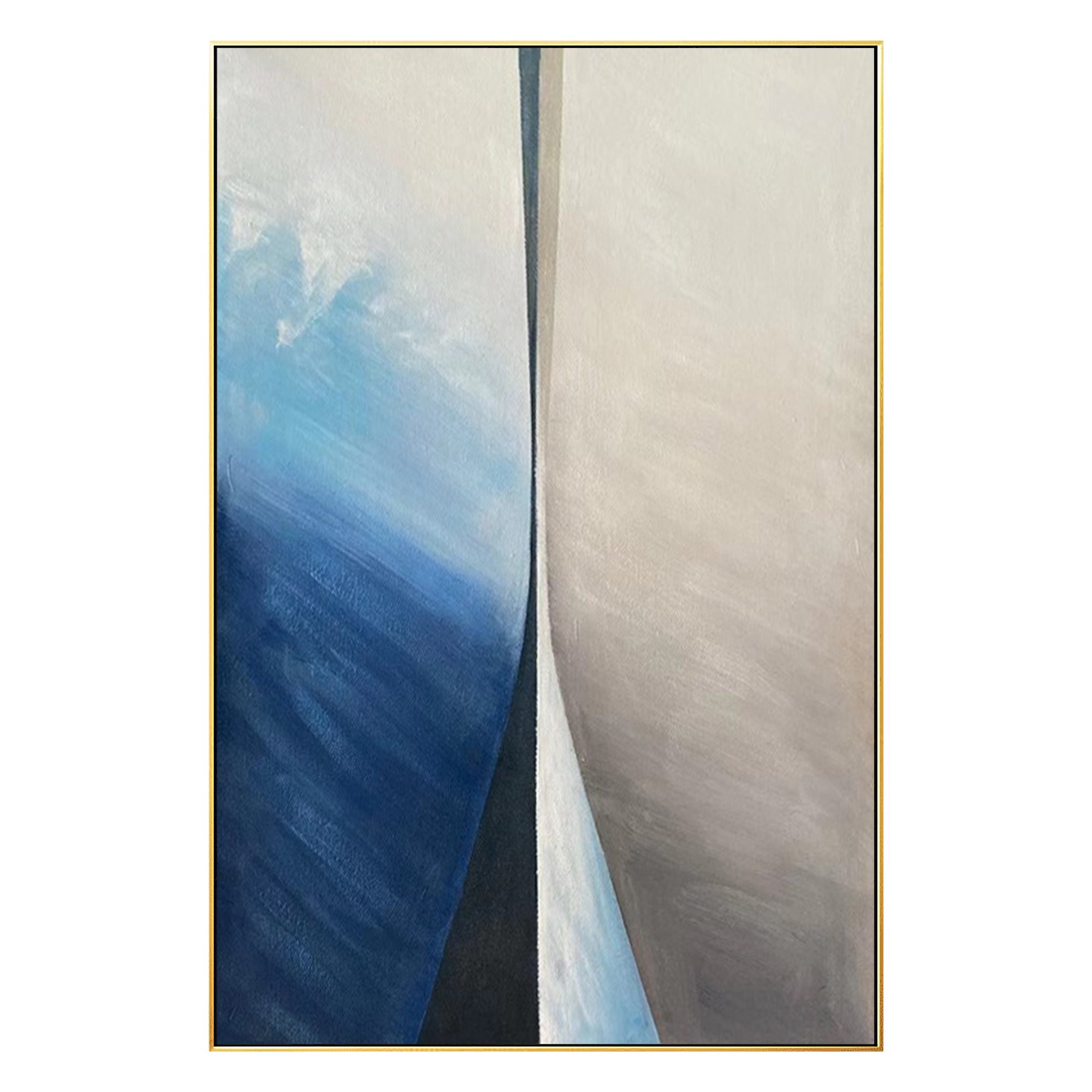 Minimalist Blue and Beige Abstract Canvas Art