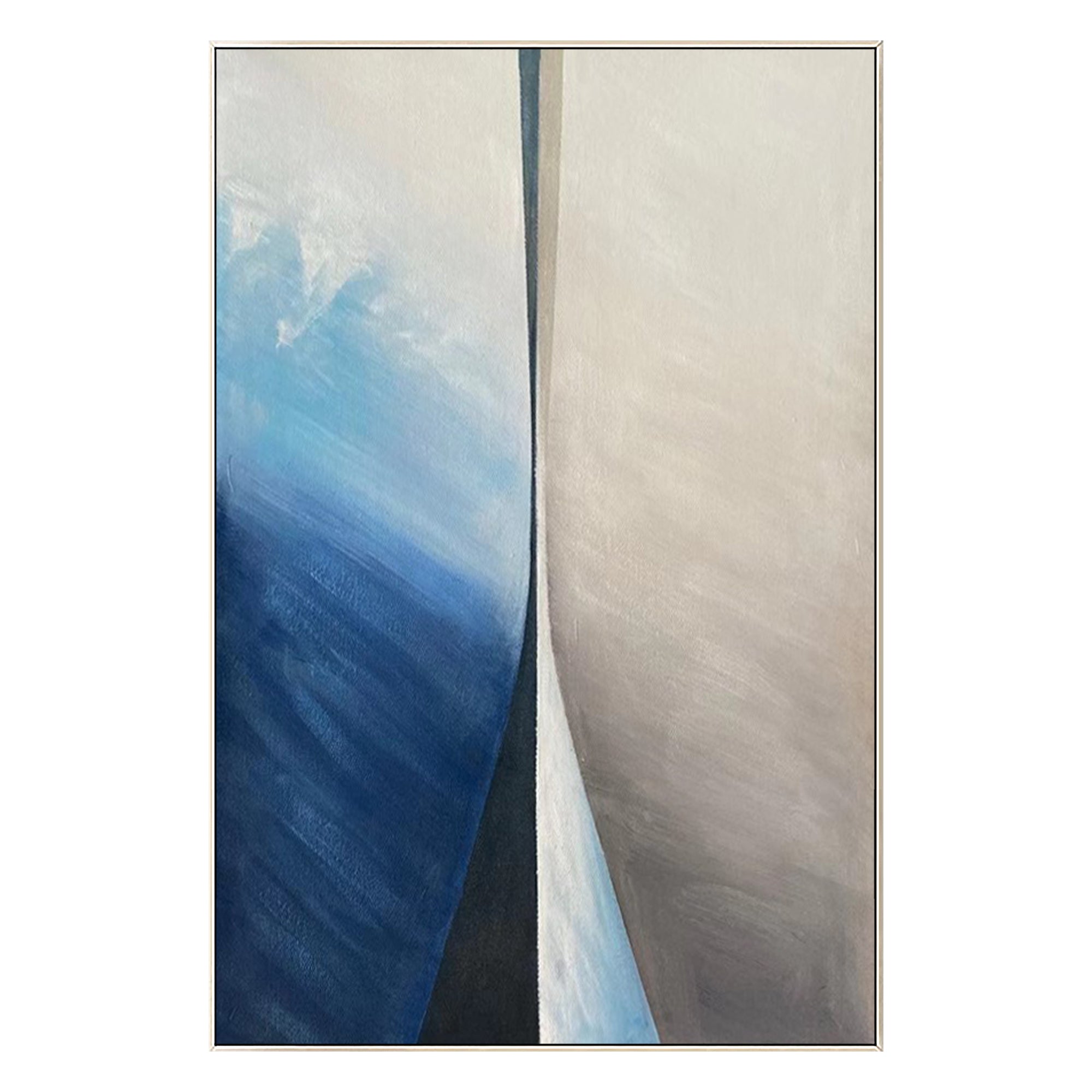 Minimalist Blue and Beige Abstract Canvas Art