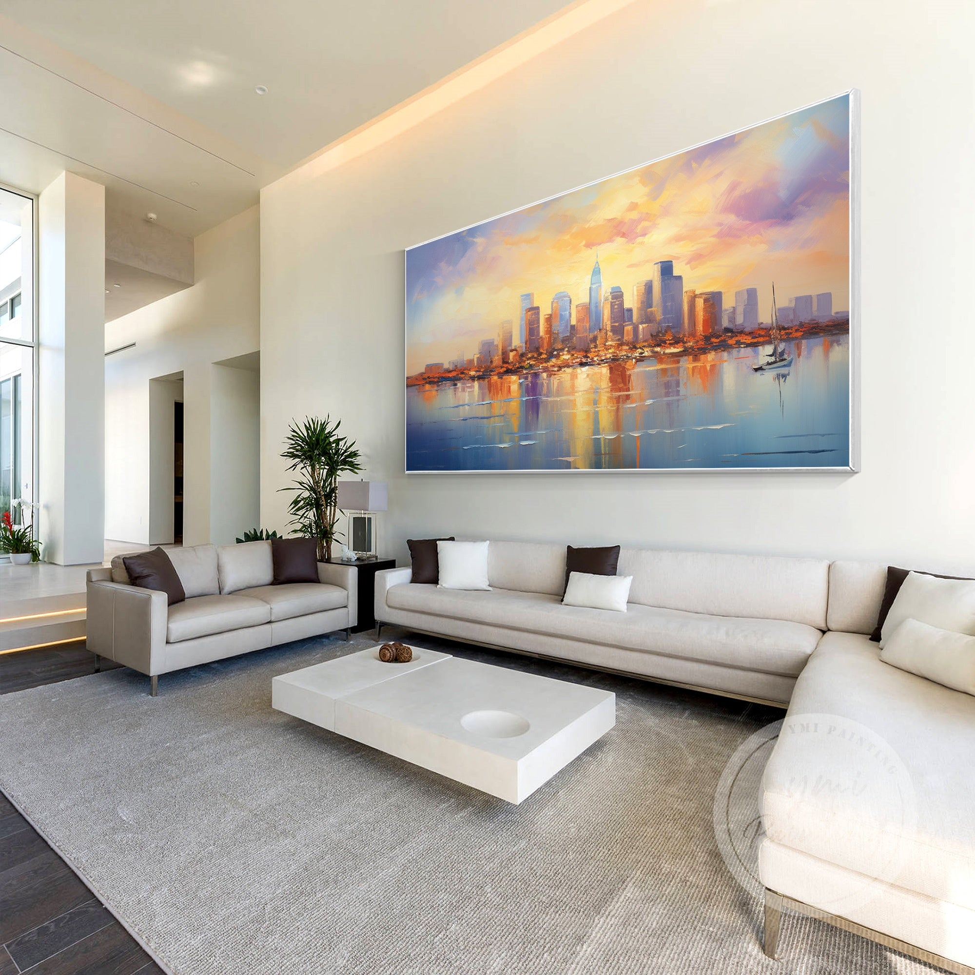 Large Boston city art, featuring a vibrant and modern urban landscape for your home or office decor.