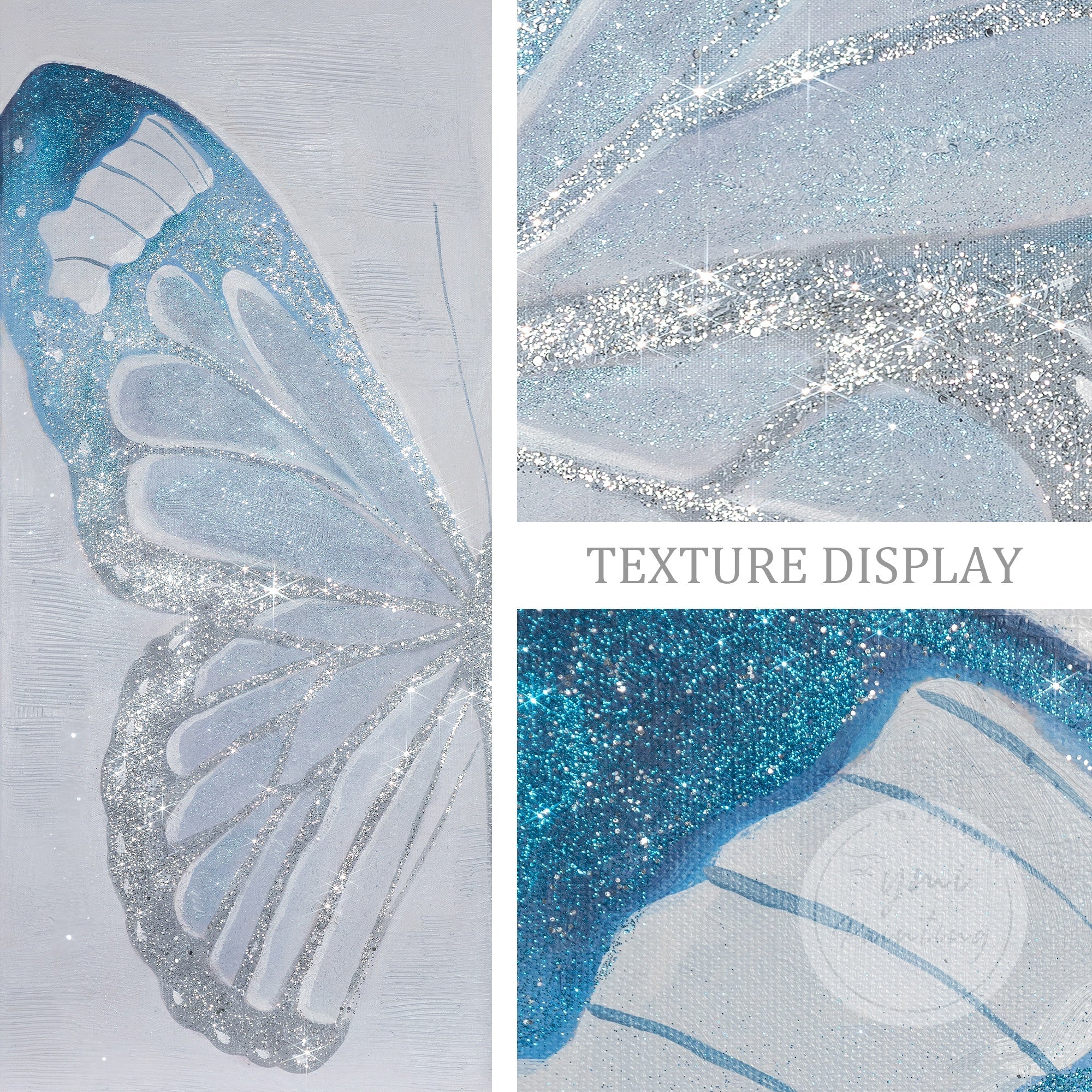 Abstract monarch butterfly wall art with shimmering accents, perfect for modern and nature-inspired spaces.