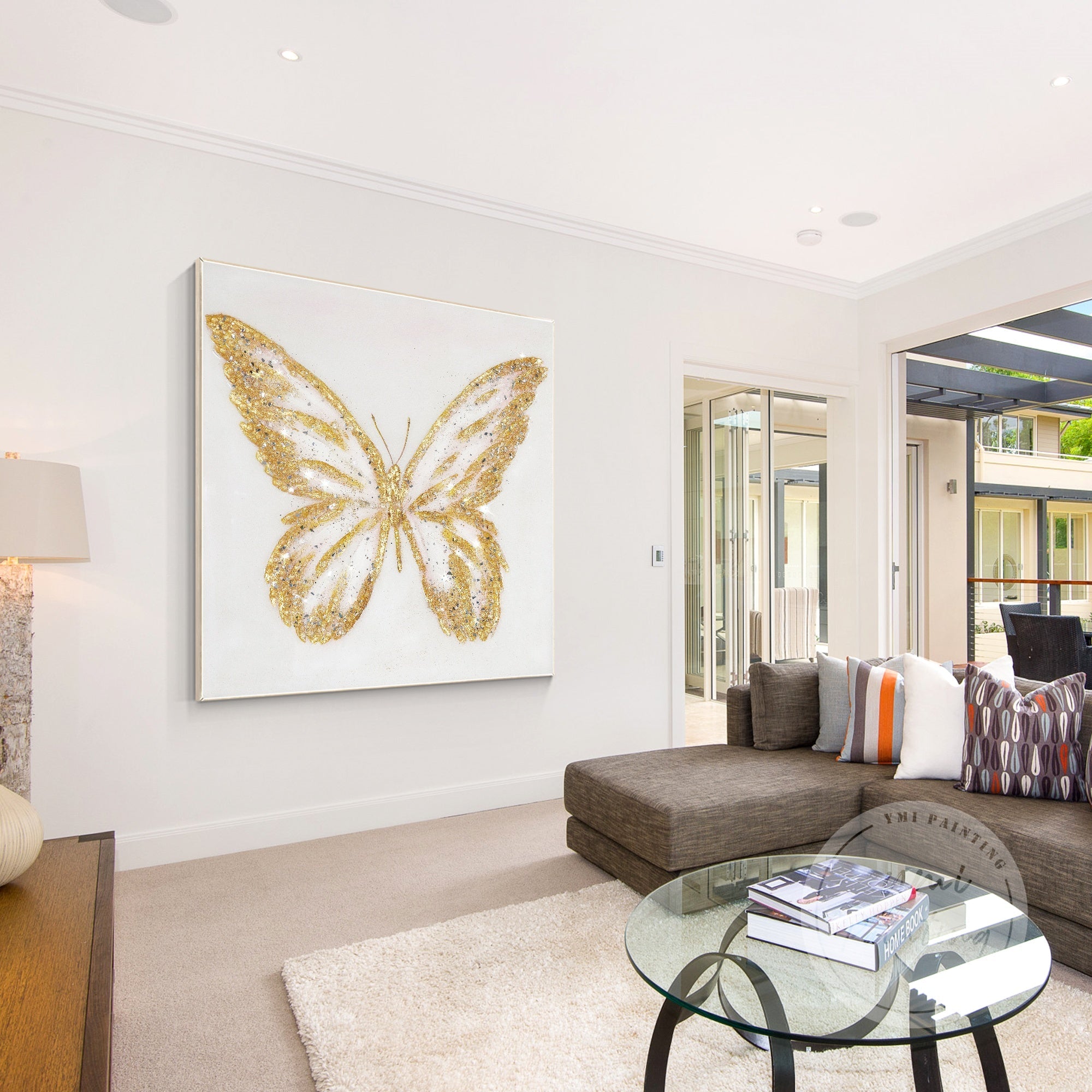 Textured Resin Butterfly Painting with intricate gold highlights, blending elegance and contemporary aesthetics.