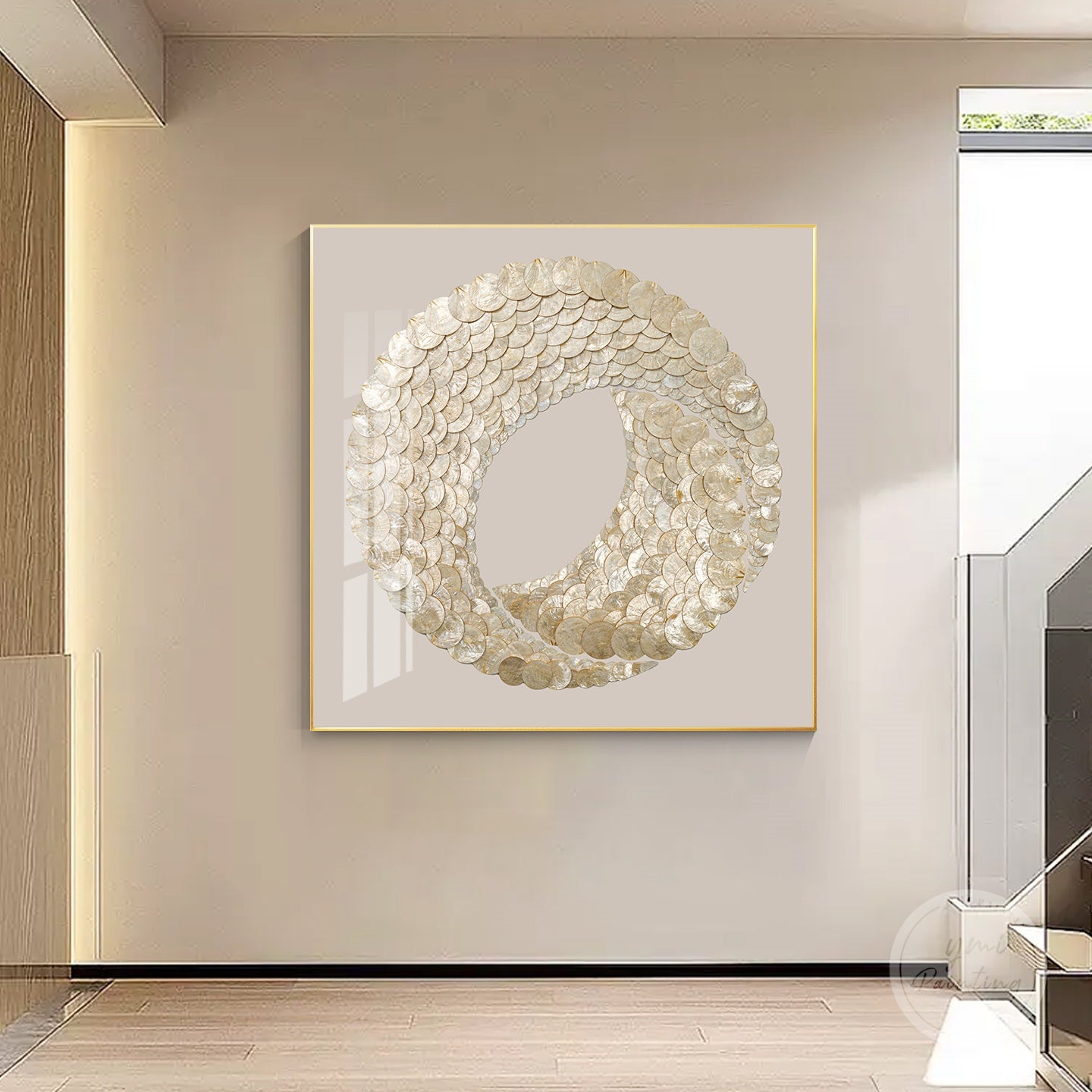Capiz shell decor featuring natural luster and warm tones, enhancing serene interior styling.