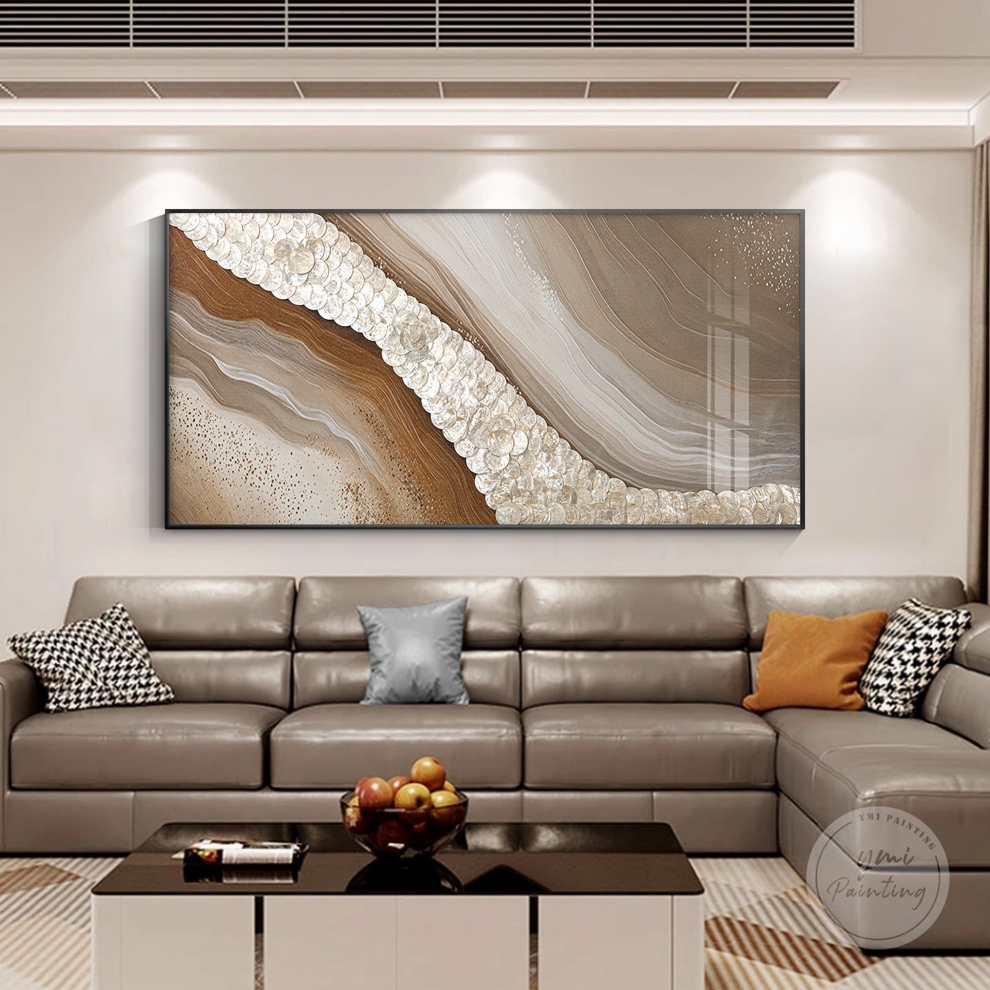 Large capiz shadow box artwork with natural shell shine and intricate craftsmanship.