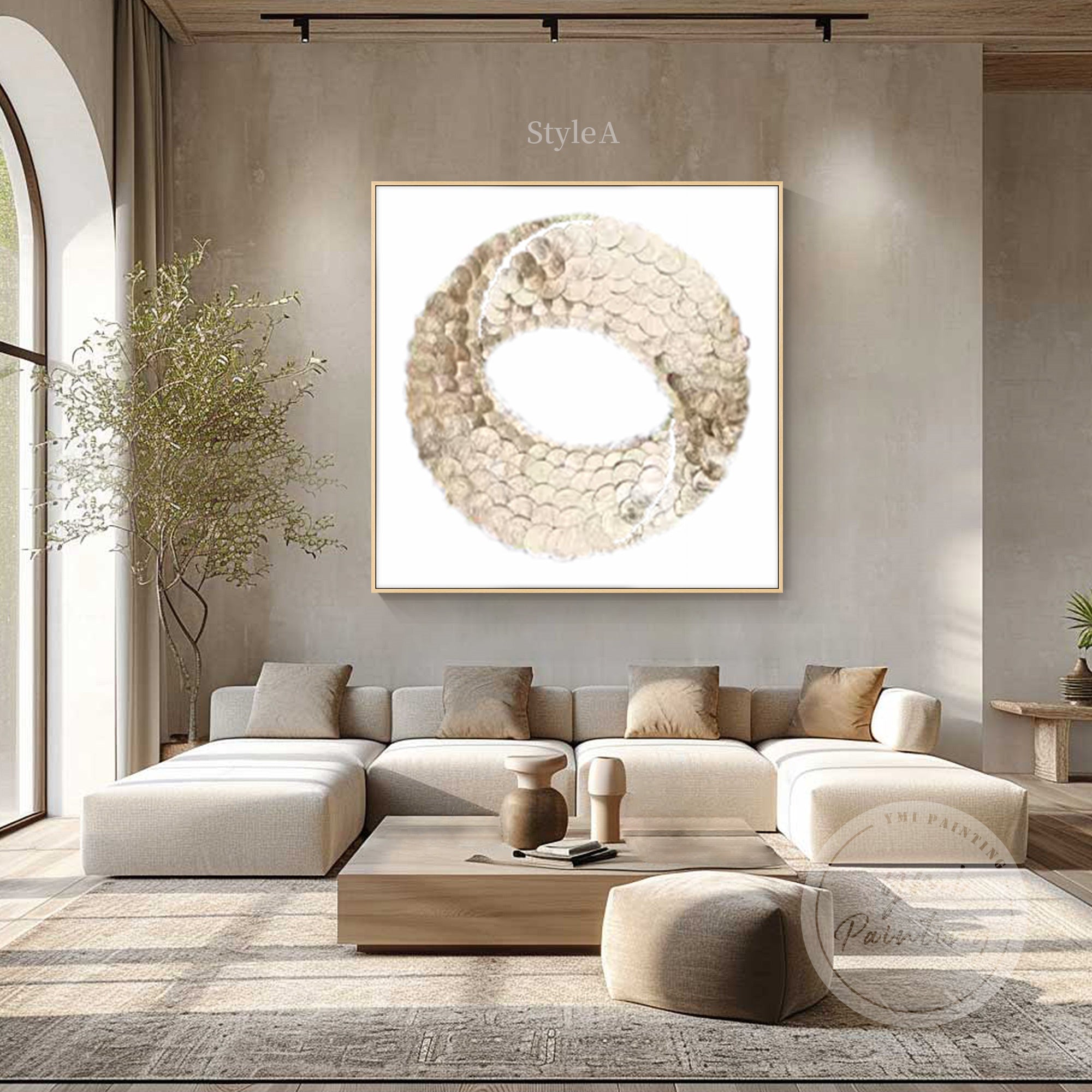 Decorative Capiz Wall Panel featuring a sophisticated white-gold palette with natural shell reflections.
