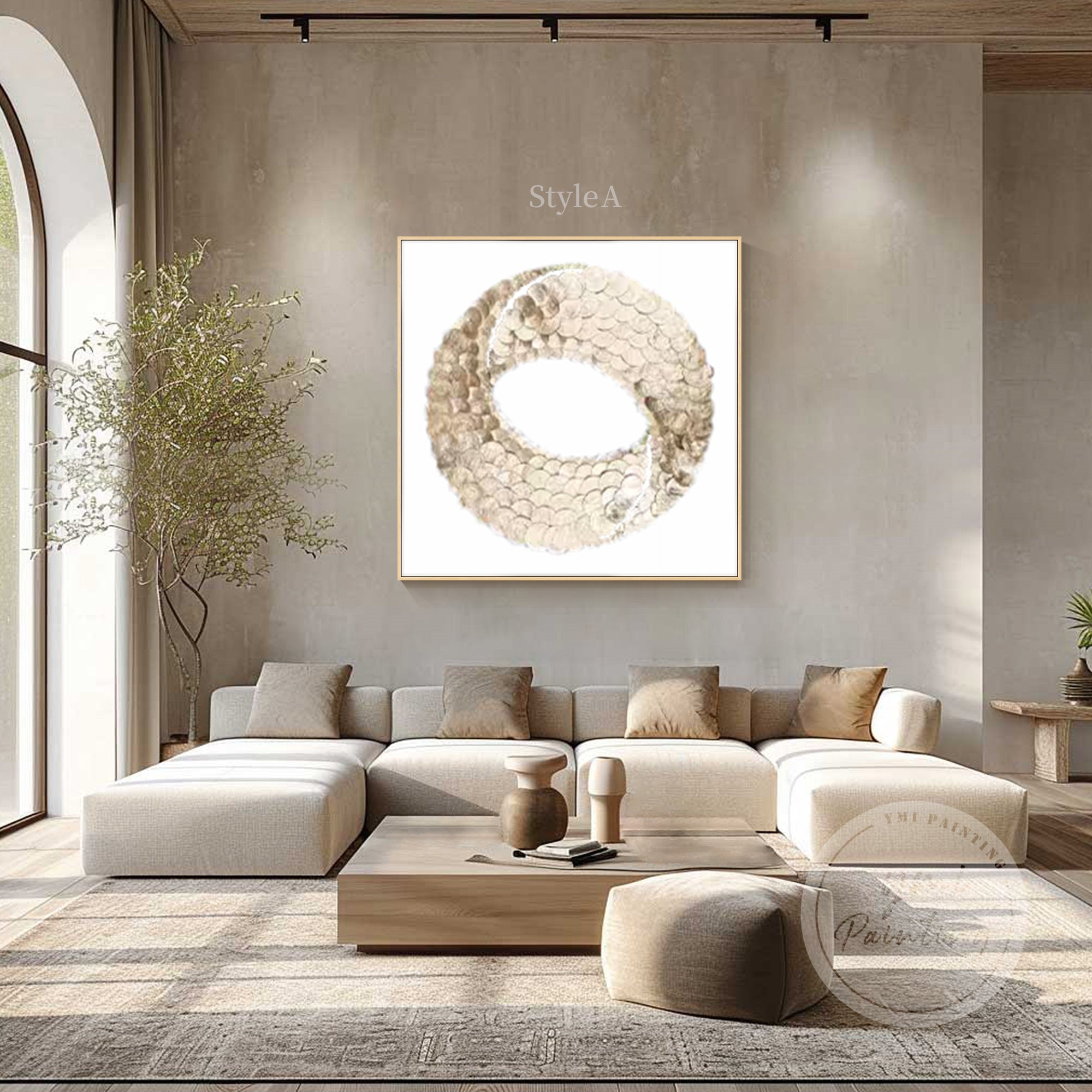Modern Shell Wall Sculpture with a calming yin-yang layout and radiant capiz texture.