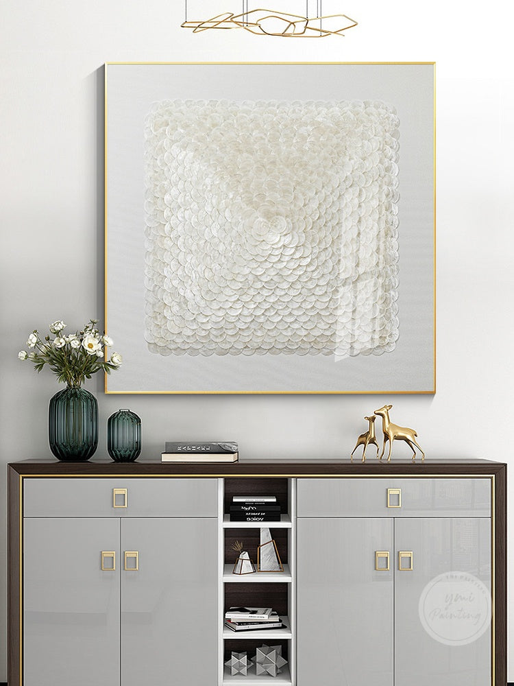 Large white capiz shell artwork perfect for minimal, coastal, or modern home décor.