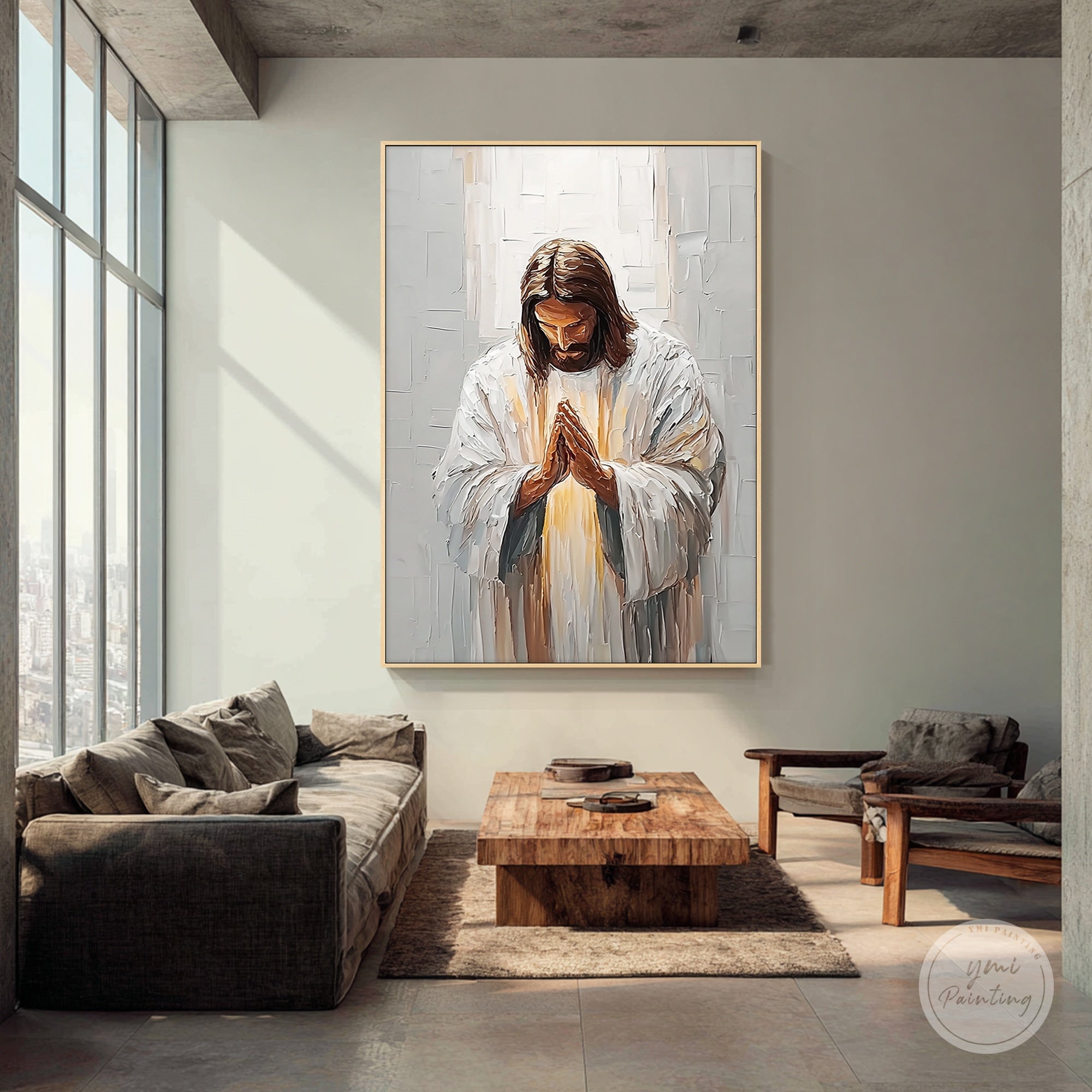 jesus standing prayer wall art christian canvas painting