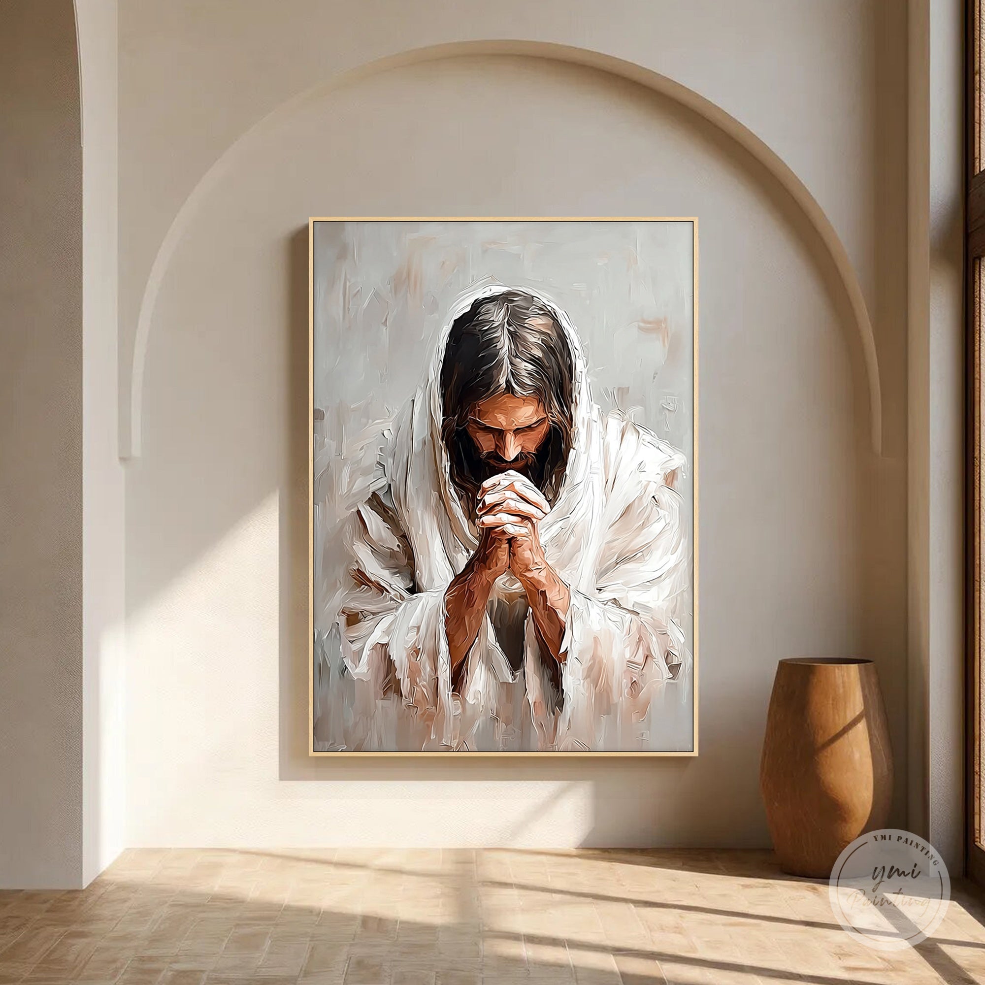 arte de parede oração de Jesus pintura em tela religiosa cristã