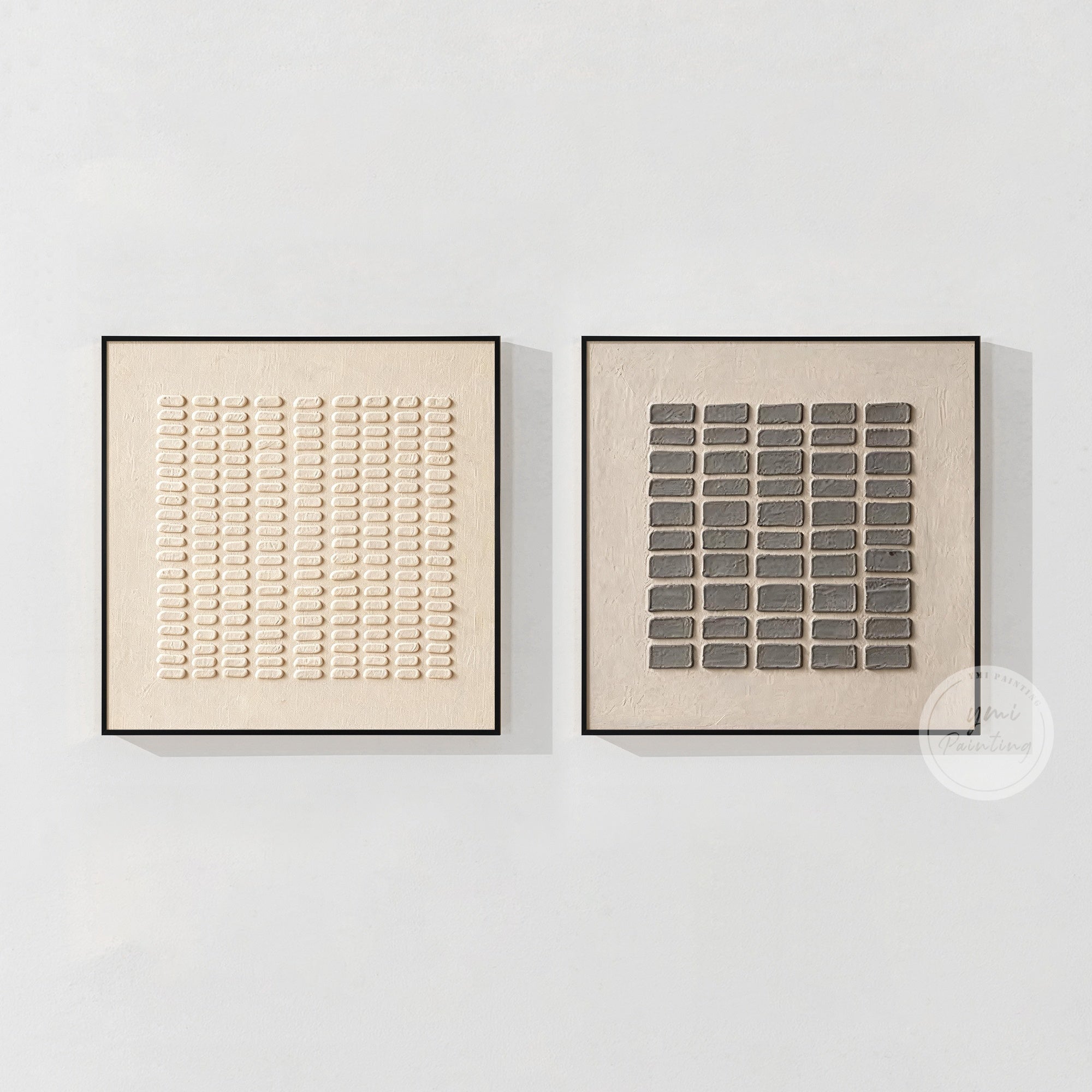 Soft neutral abstract wall decor with dimensional texture