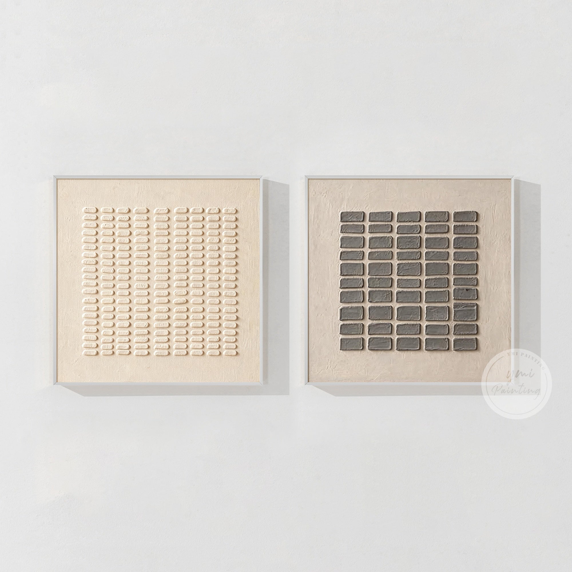 Minimalist beige textured wall art panels