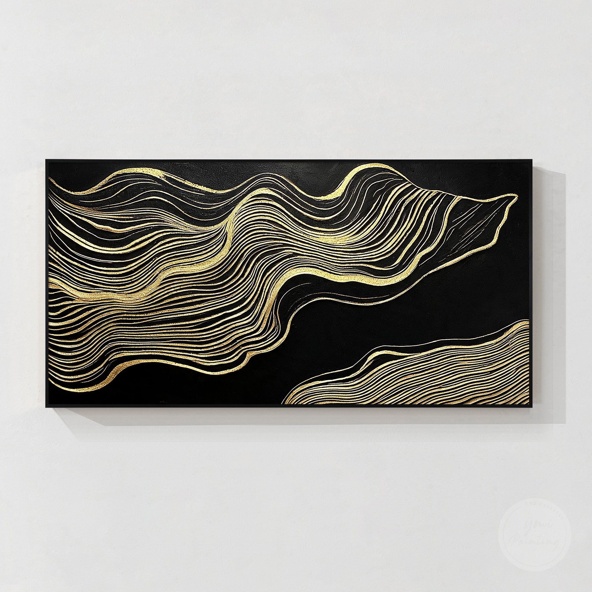Contemporary wavy gold texture wall art design