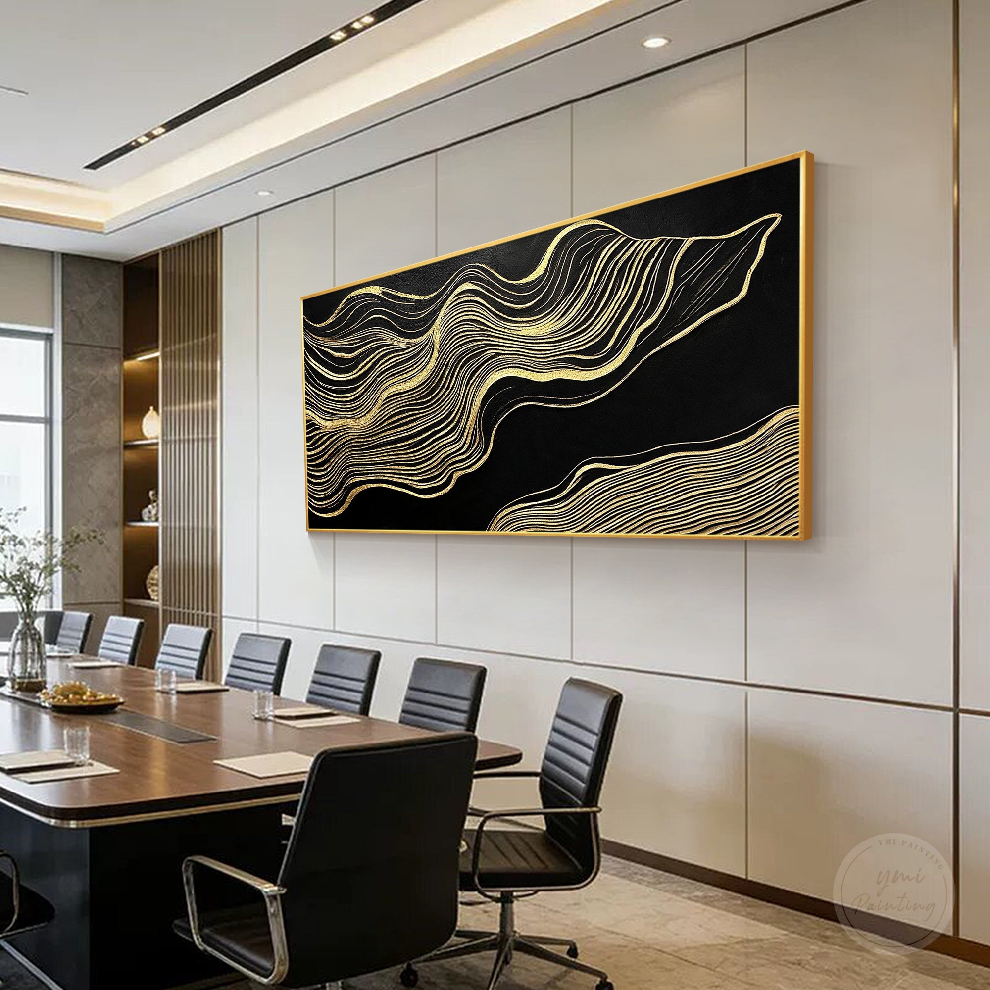 Contemporary flowing line abstract wall decor