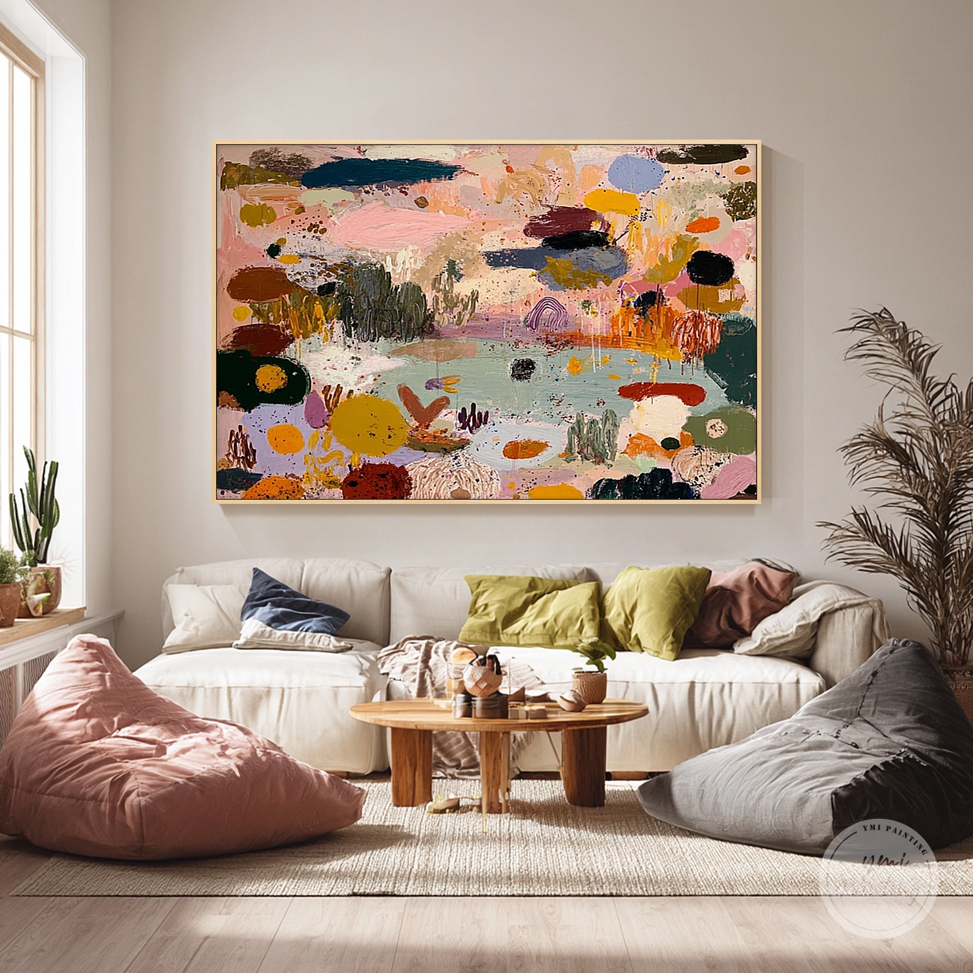 Bold expressive abstract art with layered paint textures