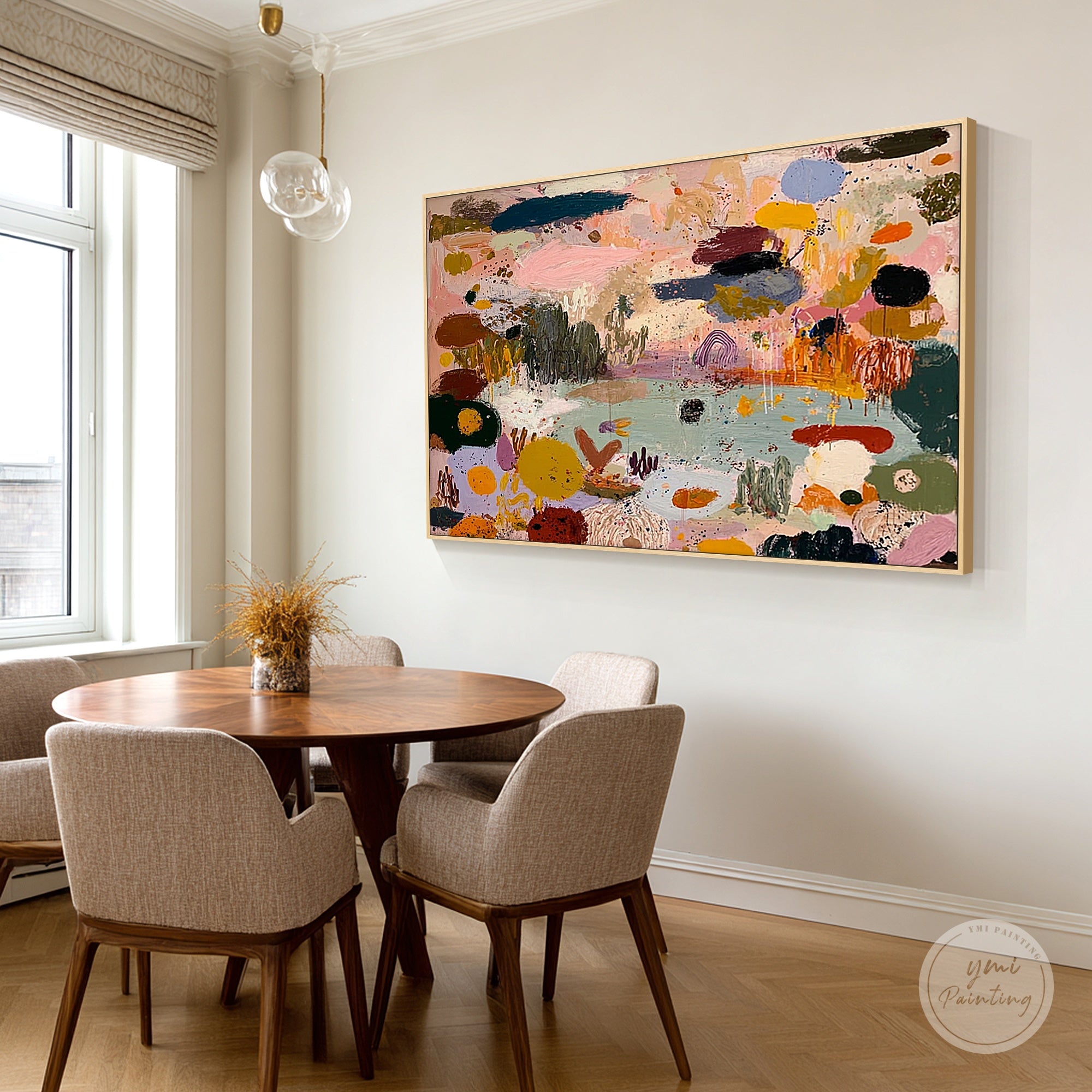 Textured colorful abstract painting with artistic composition