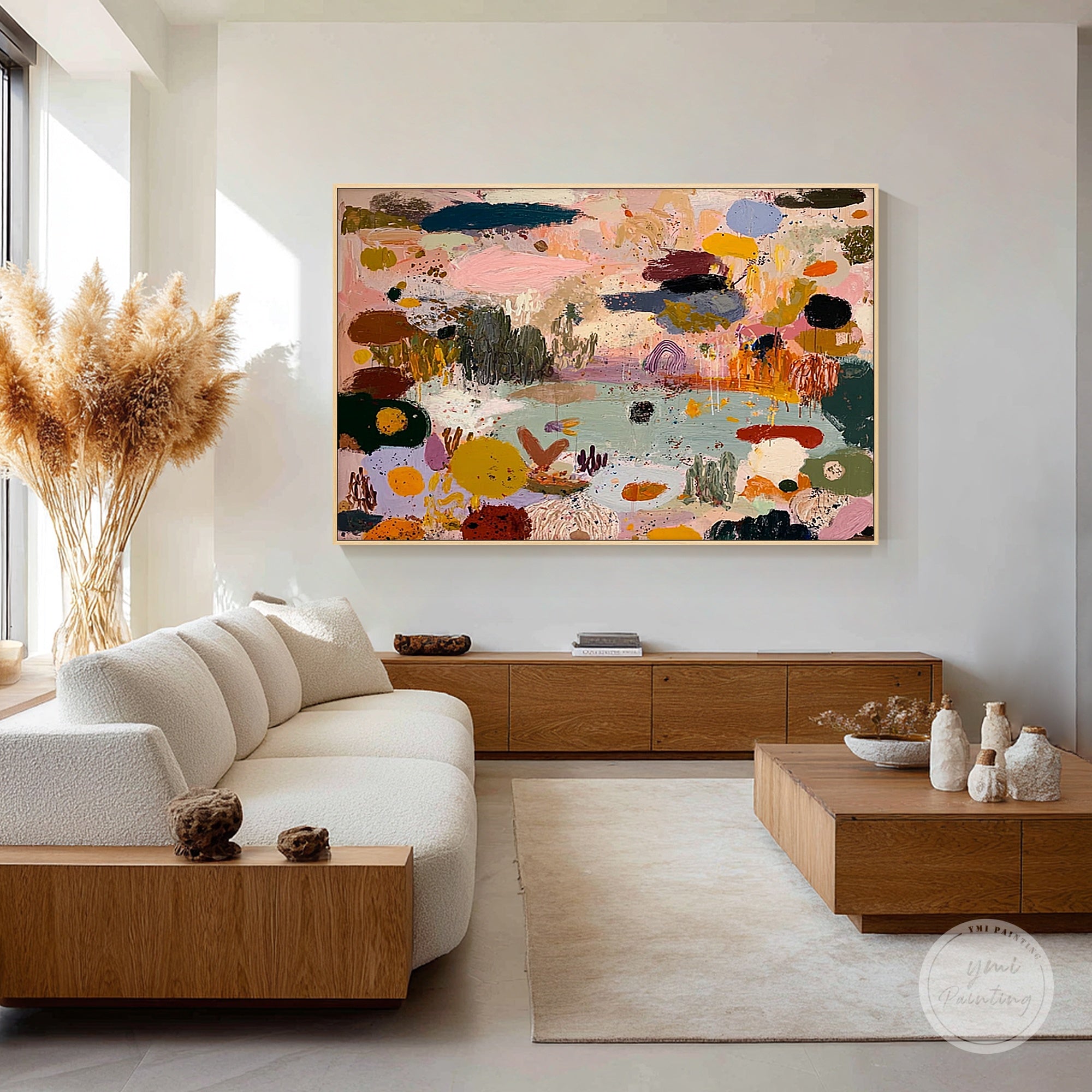 Contemporary multicolor abstract painting on canvas