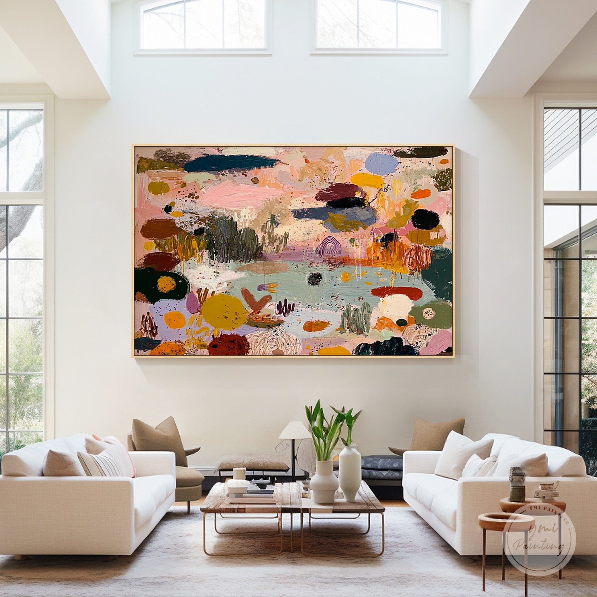 Modern textured abstract wall art with vibrant color composition