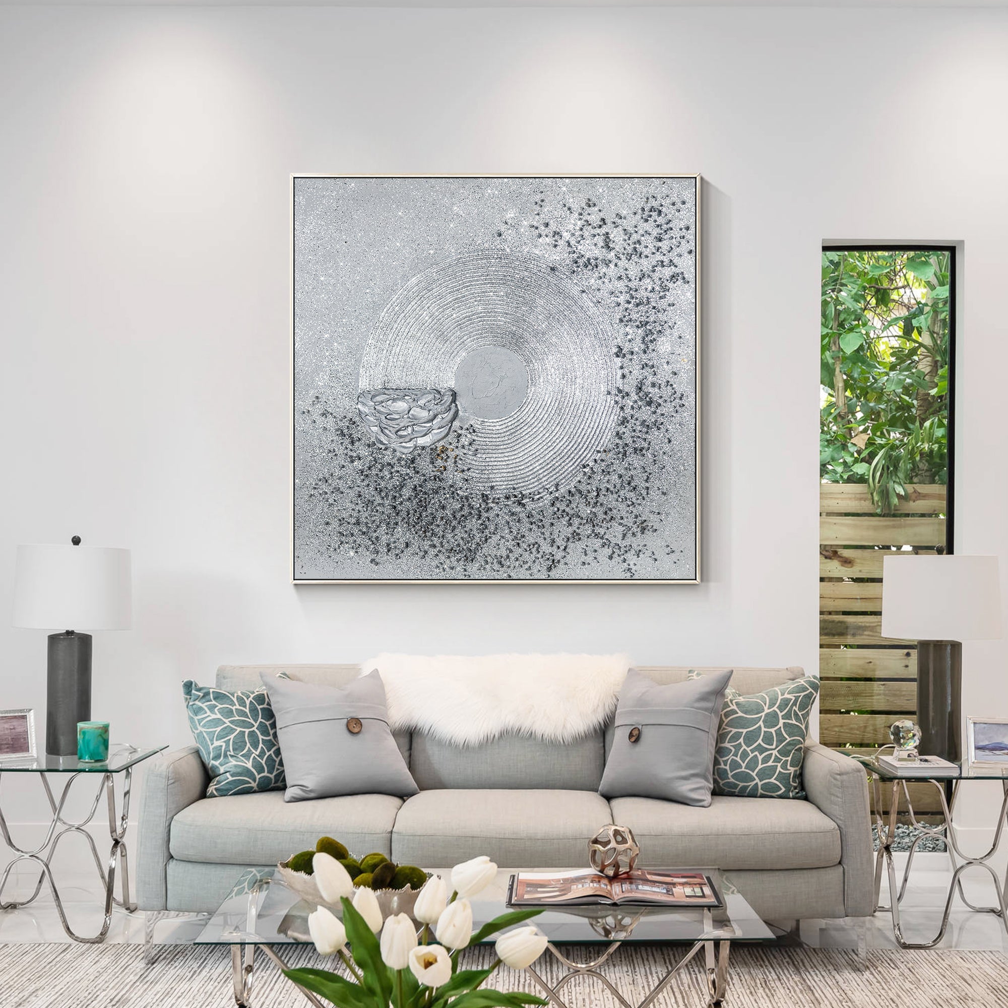 Contemporary abstract wall art with soft circular forms