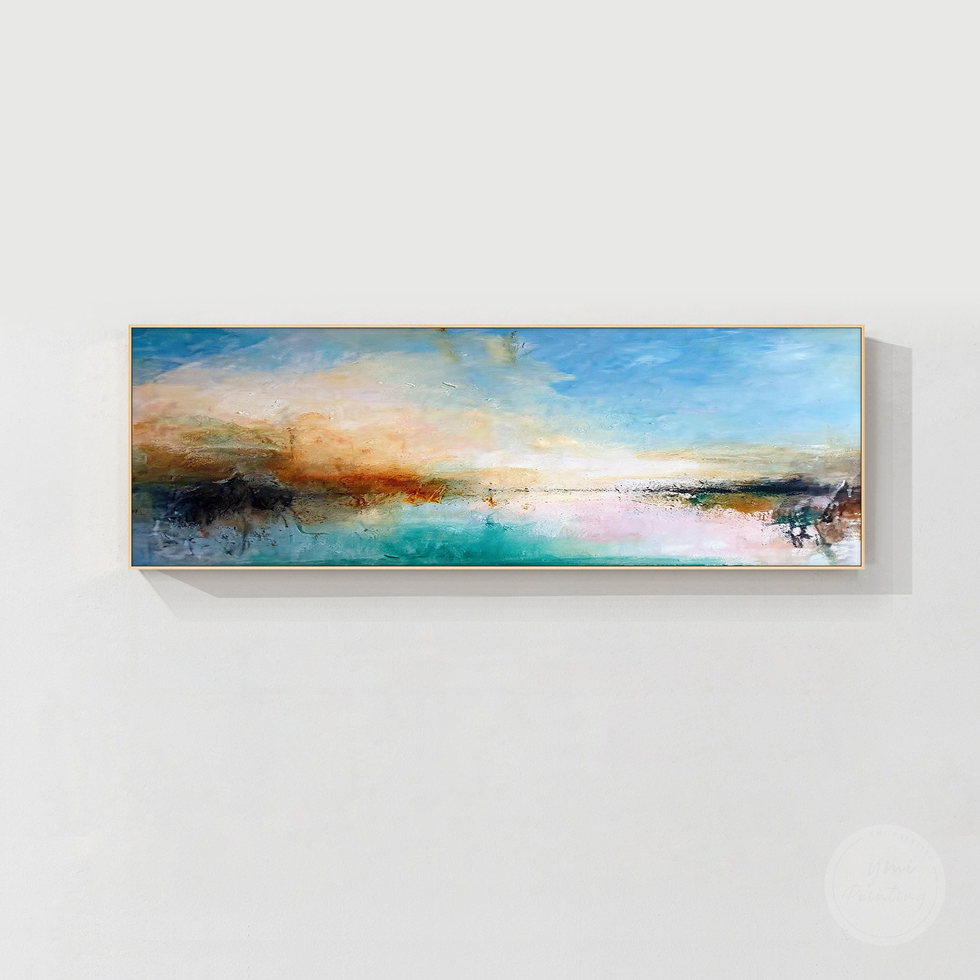 Blue teal orange abstract textured wall art canvas