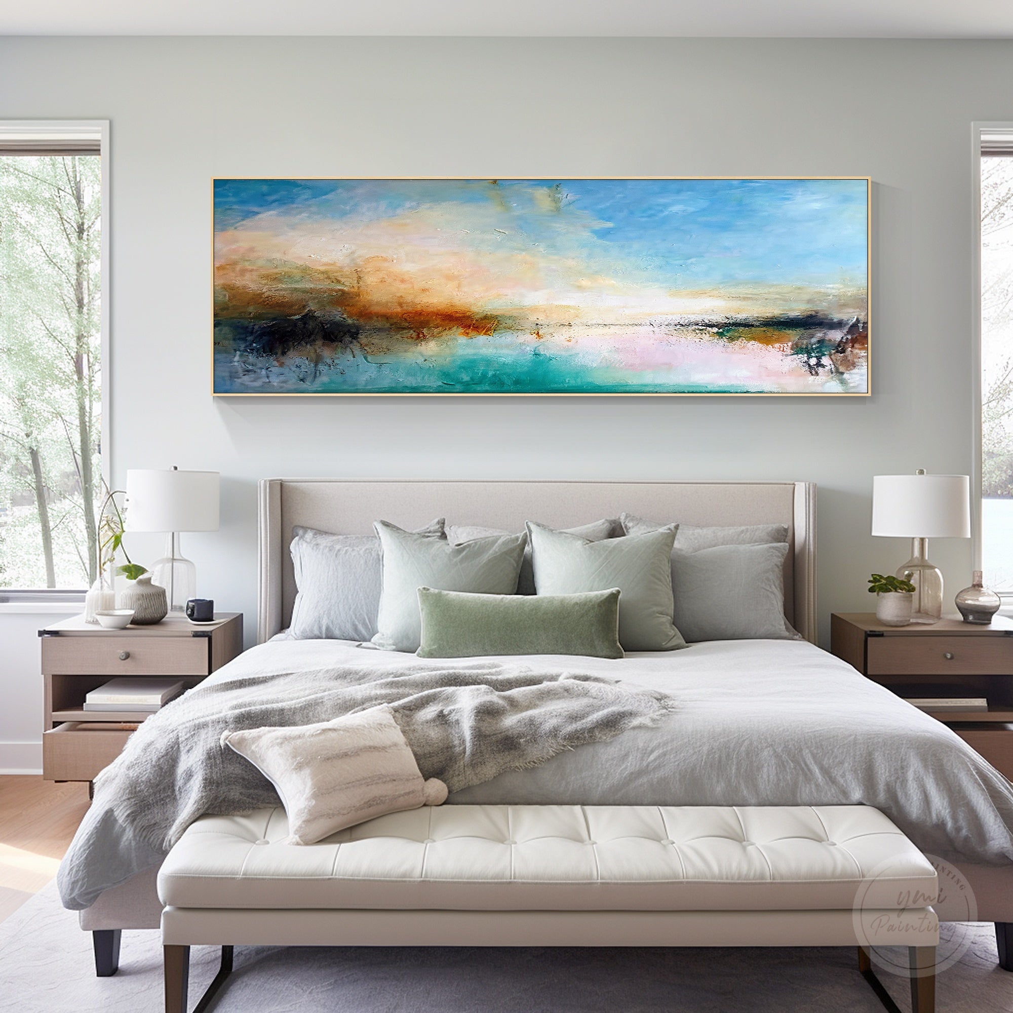 Luxury abstract canvas art with vibrant neutral colors