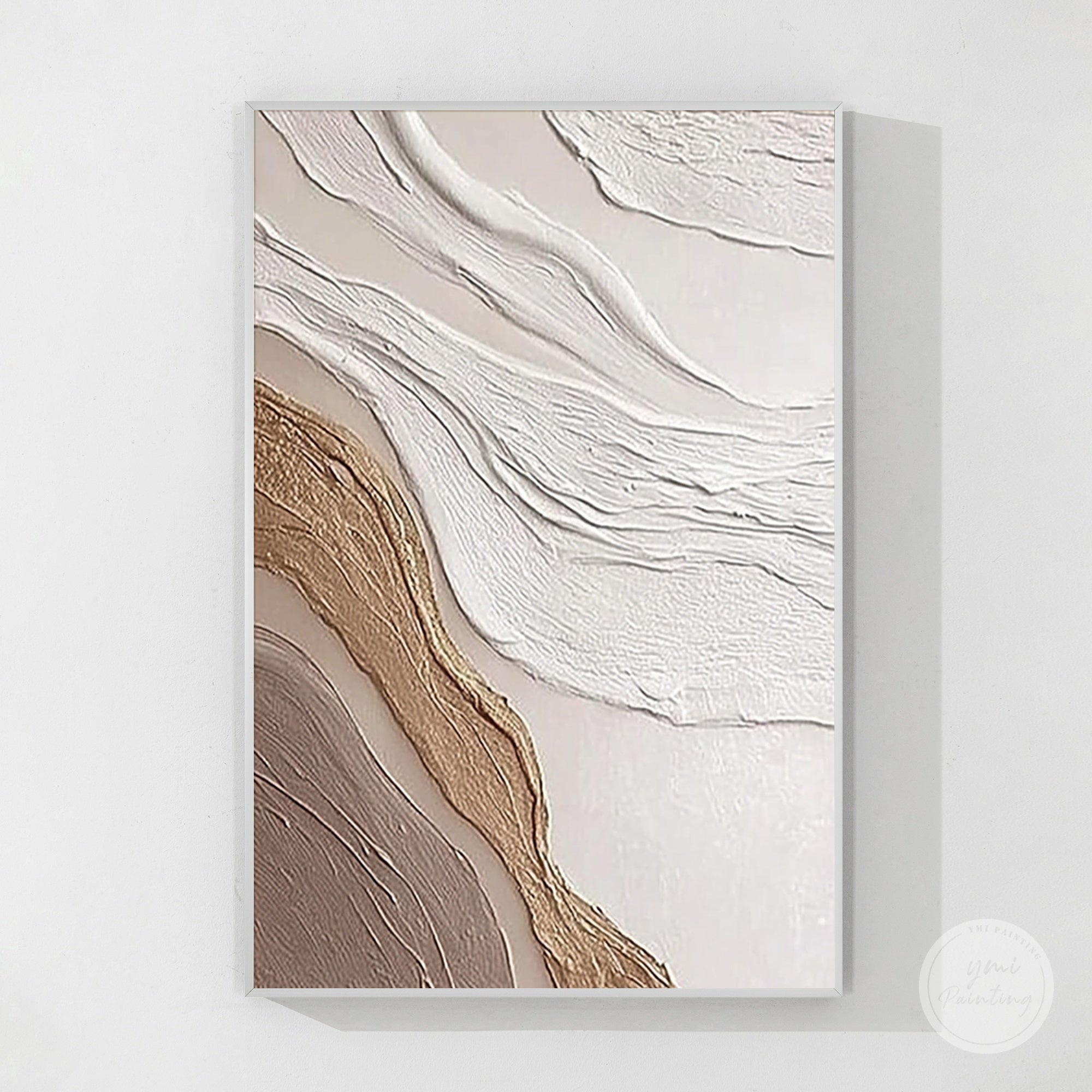 Contemporary neutral wall art with sculptural surface