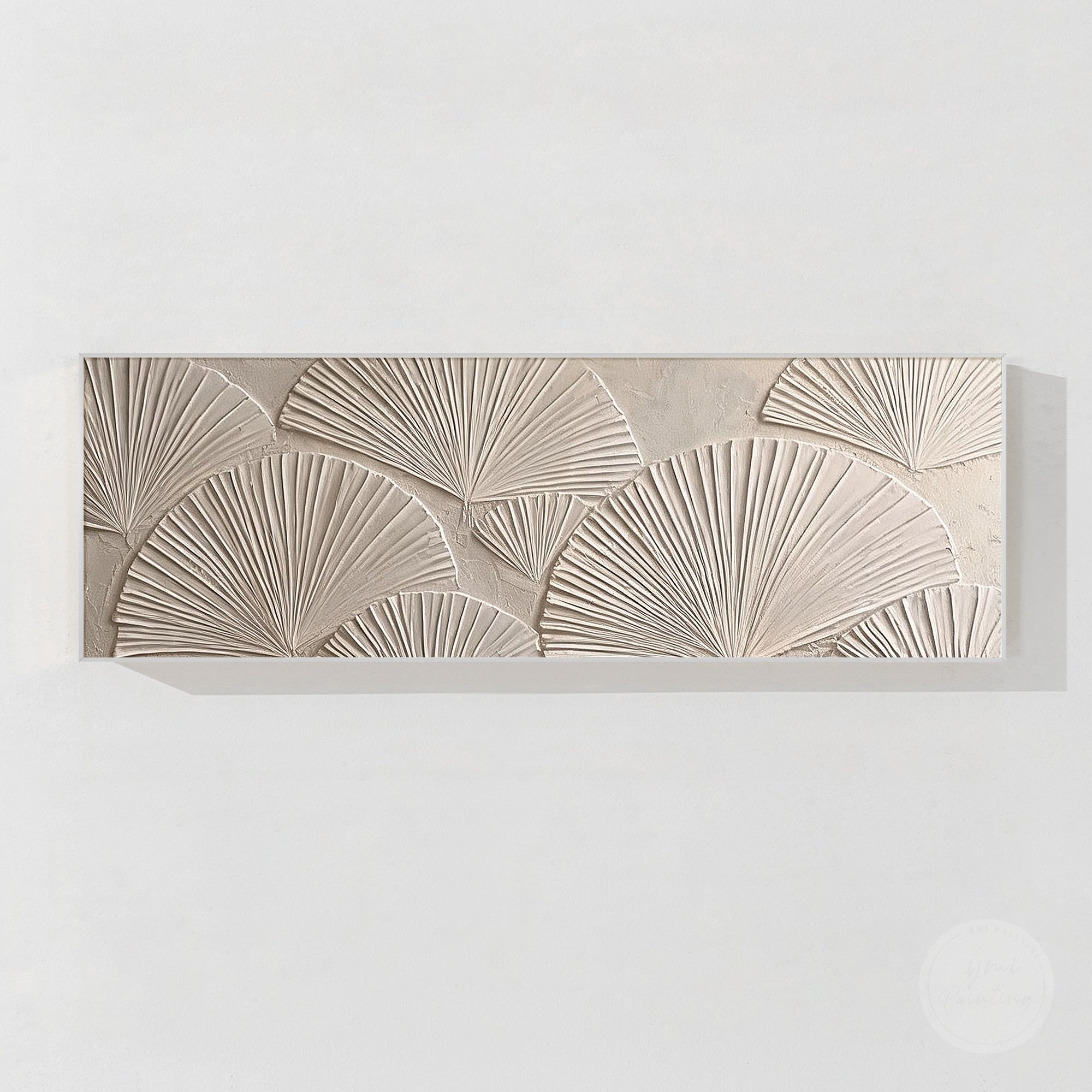 Modern abstract relief artwork in ivory and beige tones