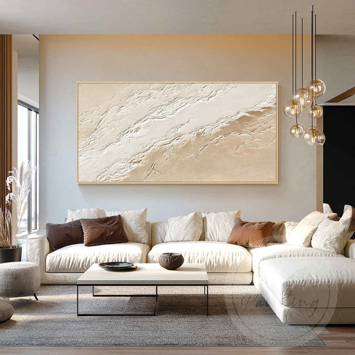 Minimalist neutral textured wall painting