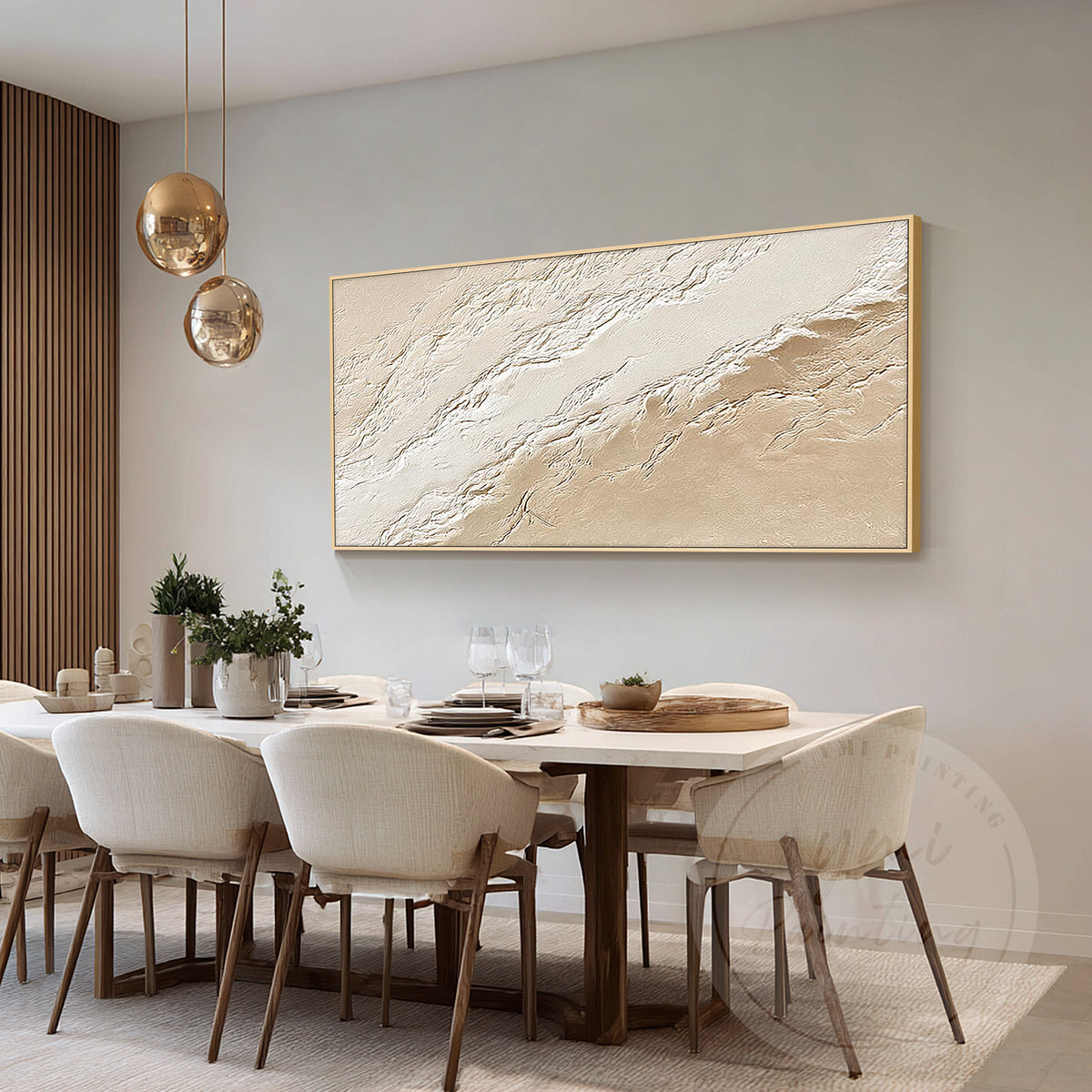 Modern organic textured painting in warm neutral tones