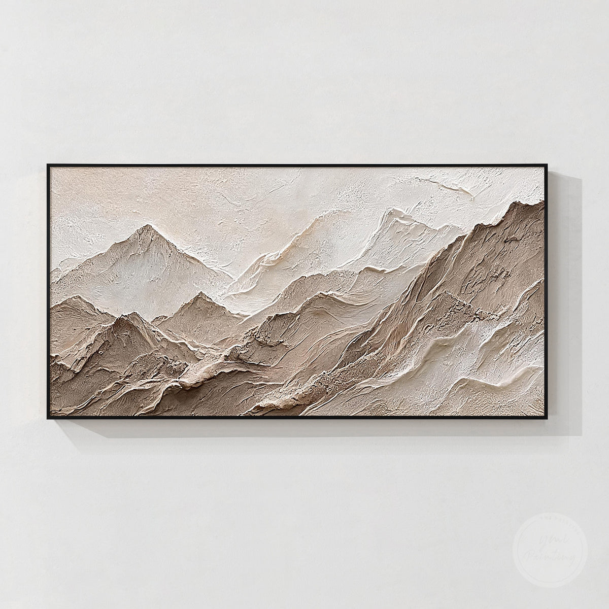 Textured neutral mountain landscape wall art