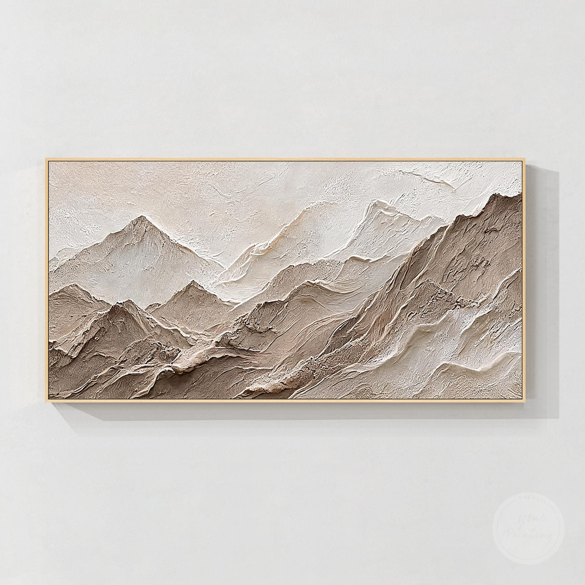 Textured mountain wall art in cream beige and taupe