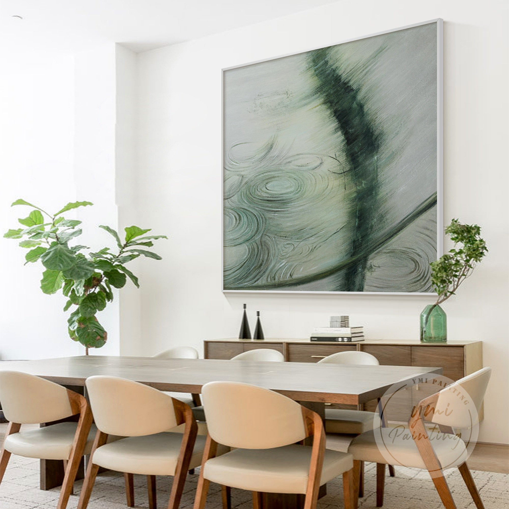 Serene water reflection canvas art capturing the peaceful flow of water with soft, muted colors