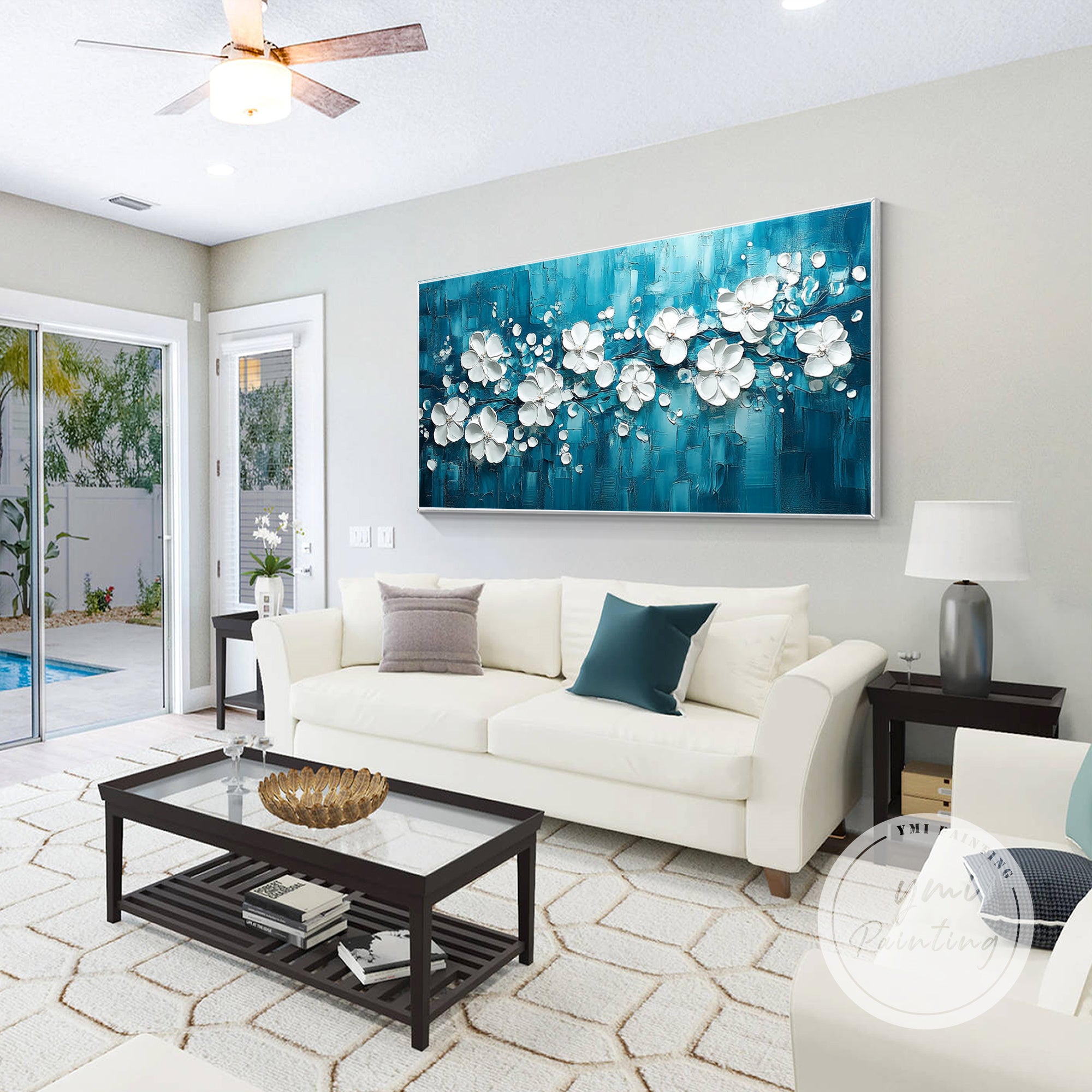 Modern textured floral wall art for office space