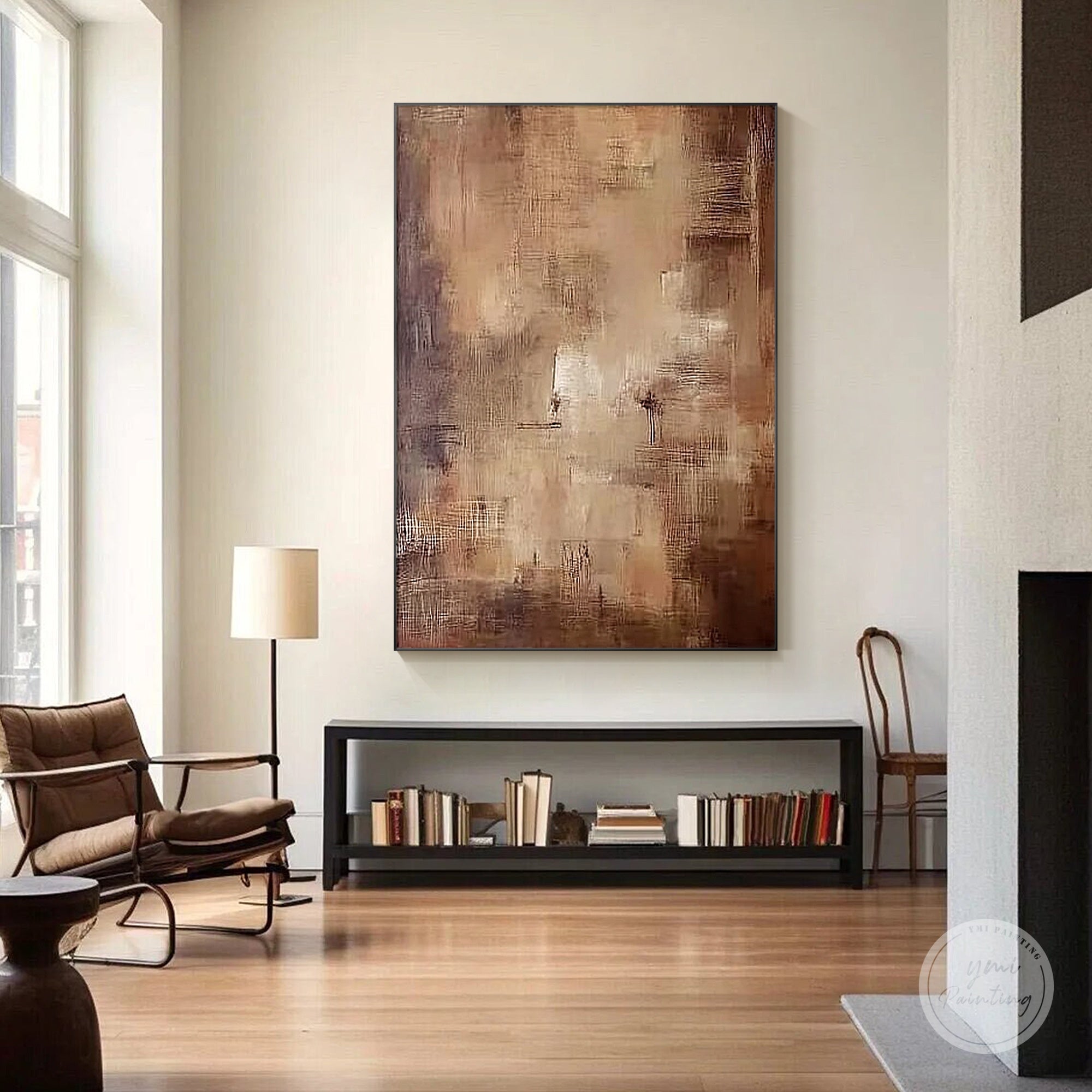 Contemporary neutral wall art with warm color palette