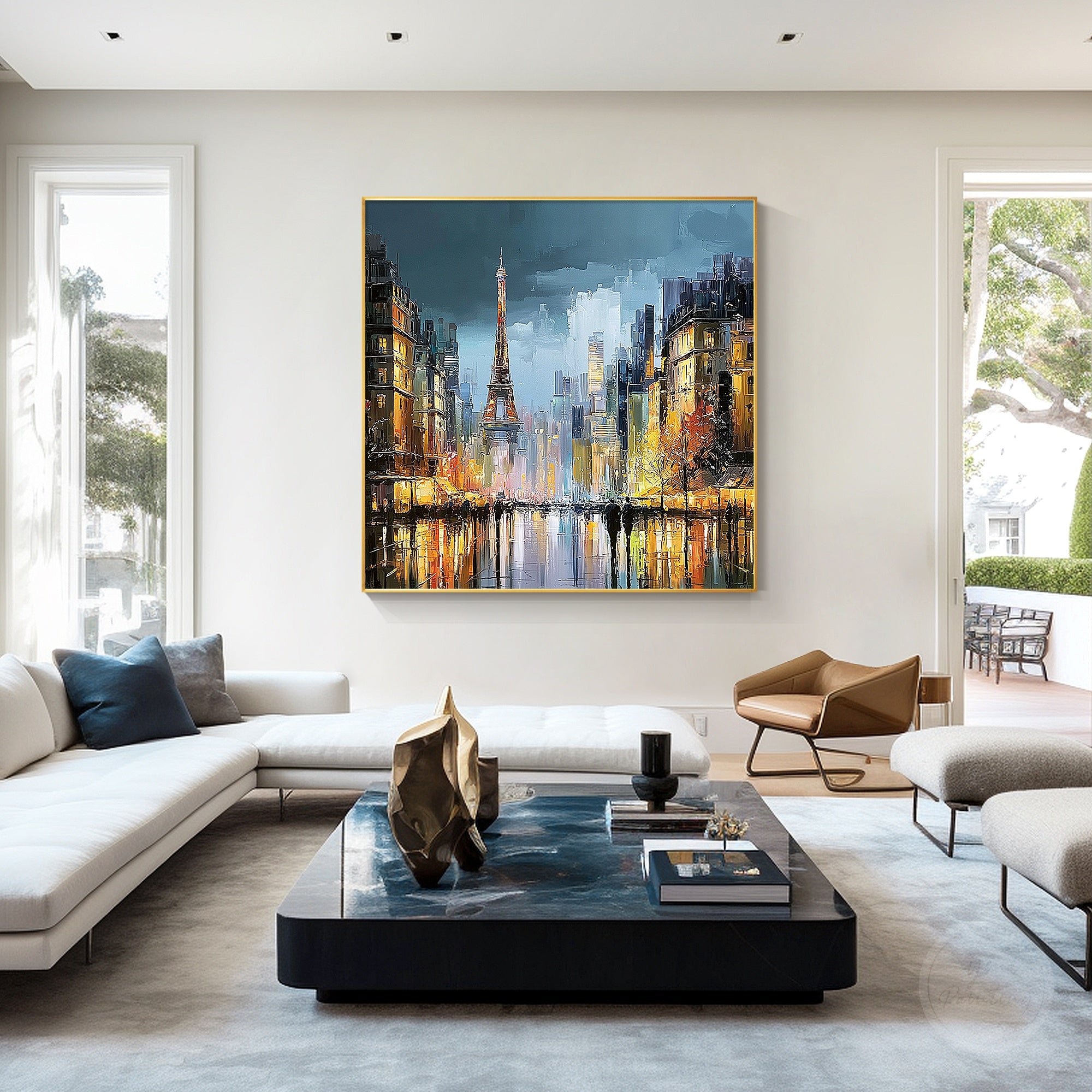 Modern Paris city painting for European inspired interiors