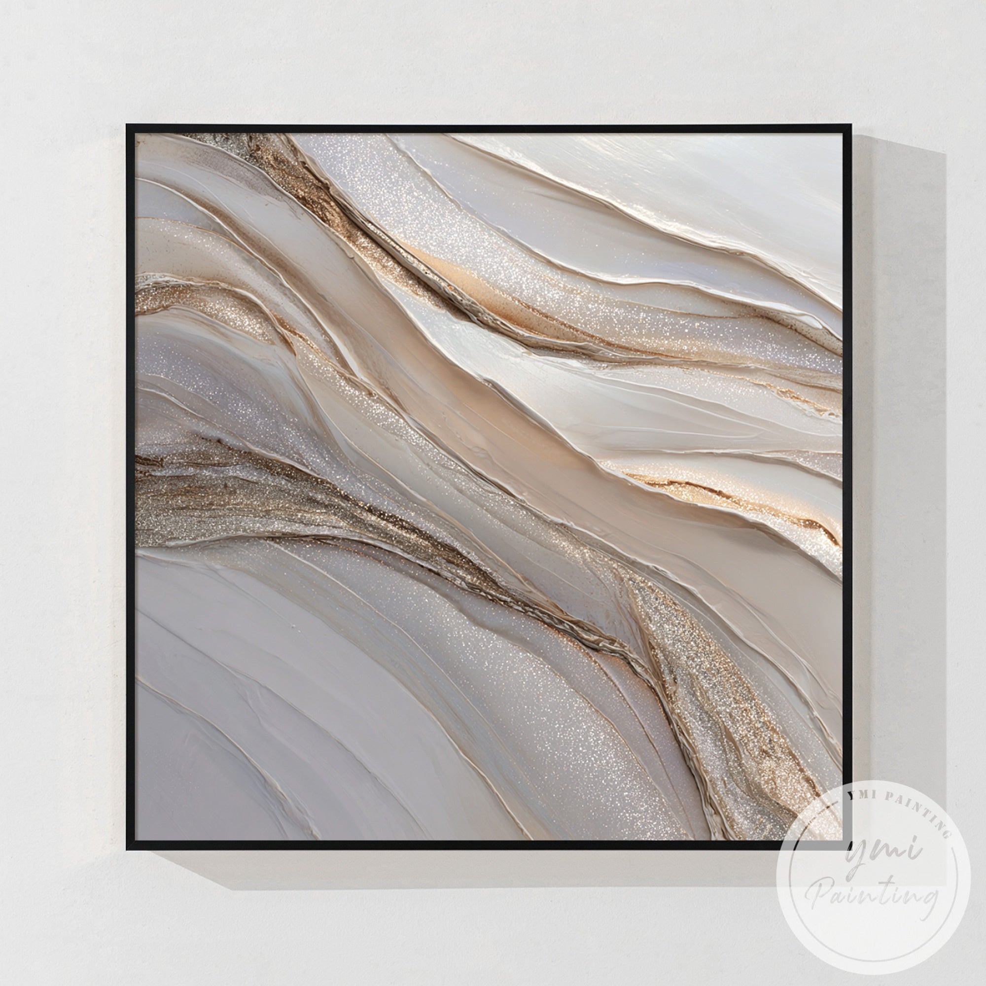 Large elegant neutral wall art in sophisticated minimalist home decor setting