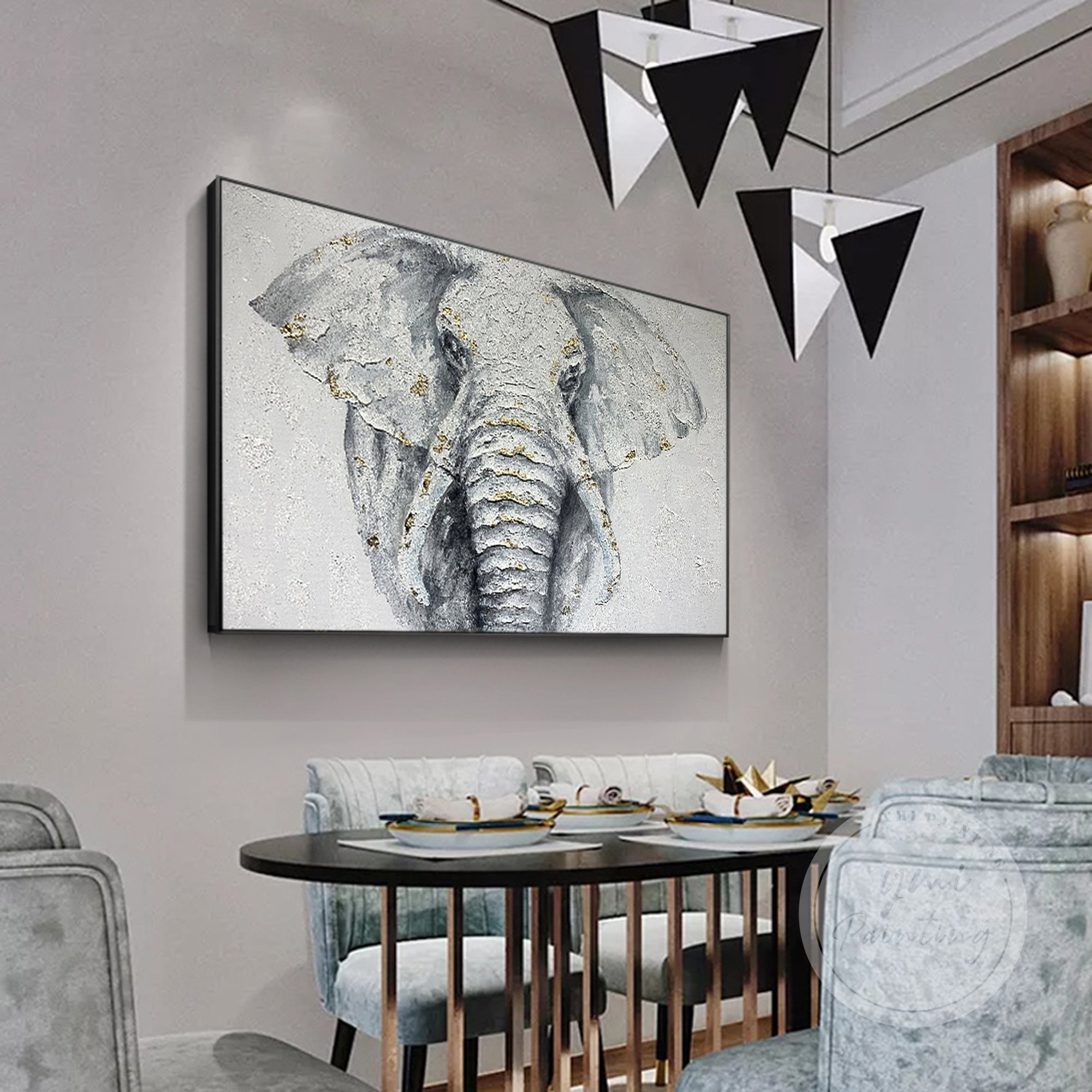 Grey Abstract Elephant Canvas Art featuring rich textures and intricate details, enhancing any space with a sense of wisdom and peace.